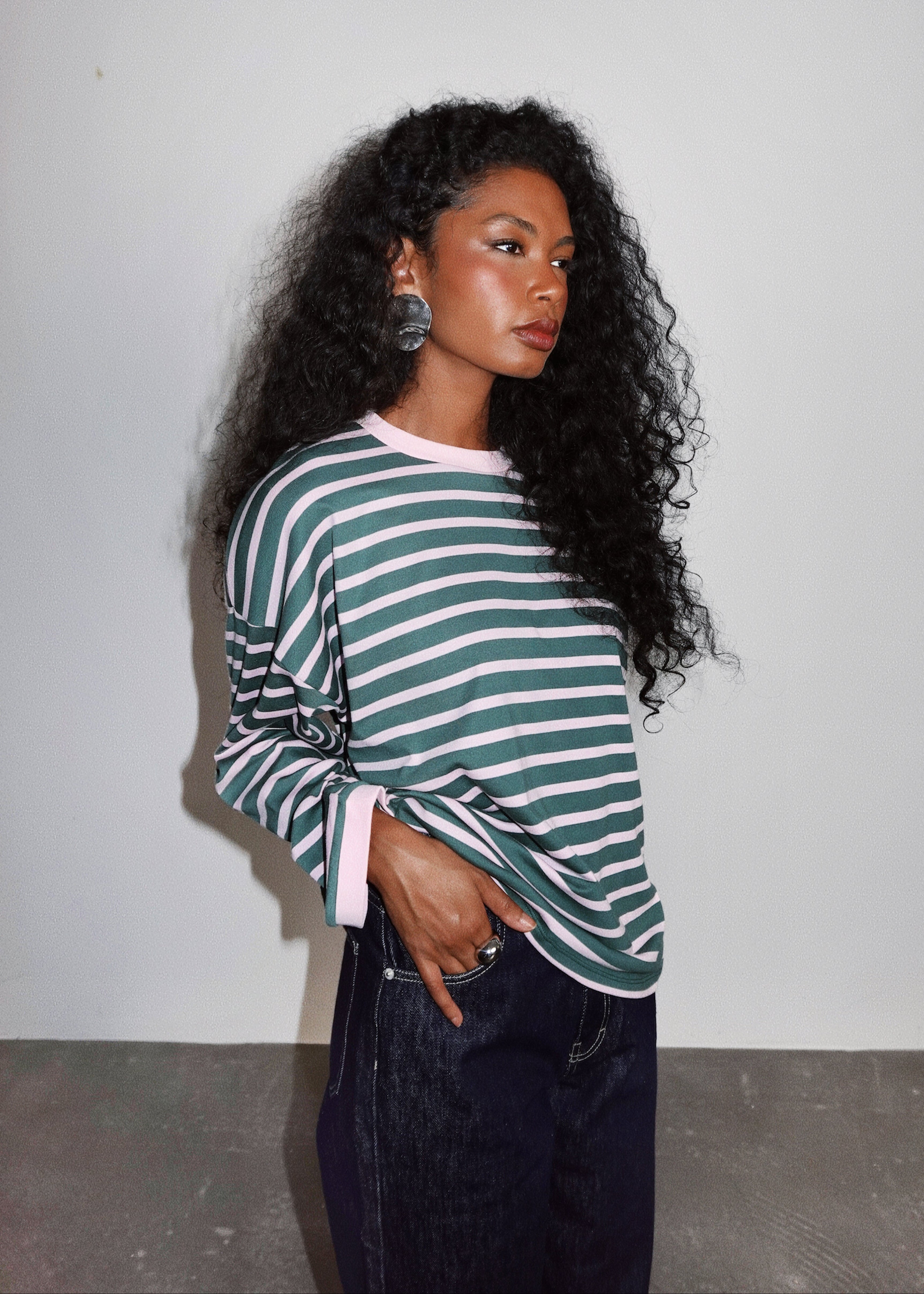 Atlas Oversized Striped Sweater - Green & Pink