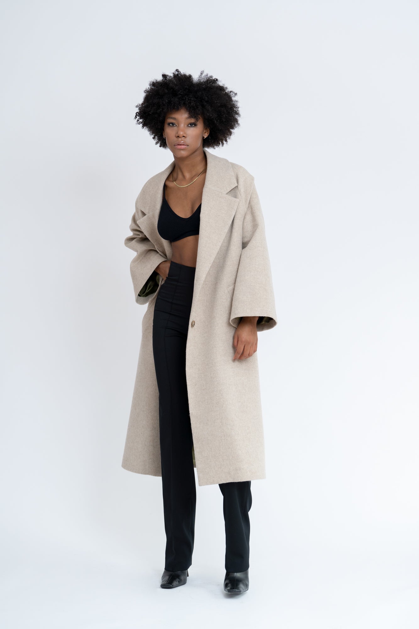 Wool Blend Oversized Coat Grey