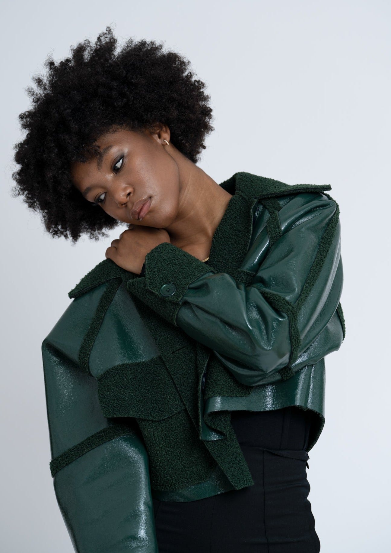 Green vinyl coat best sale