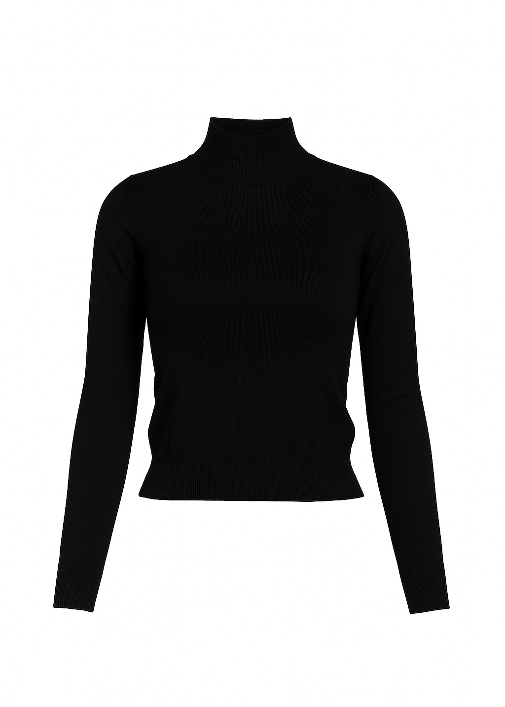 2nd Skin Knitted Mid-Neck Sweater - Black