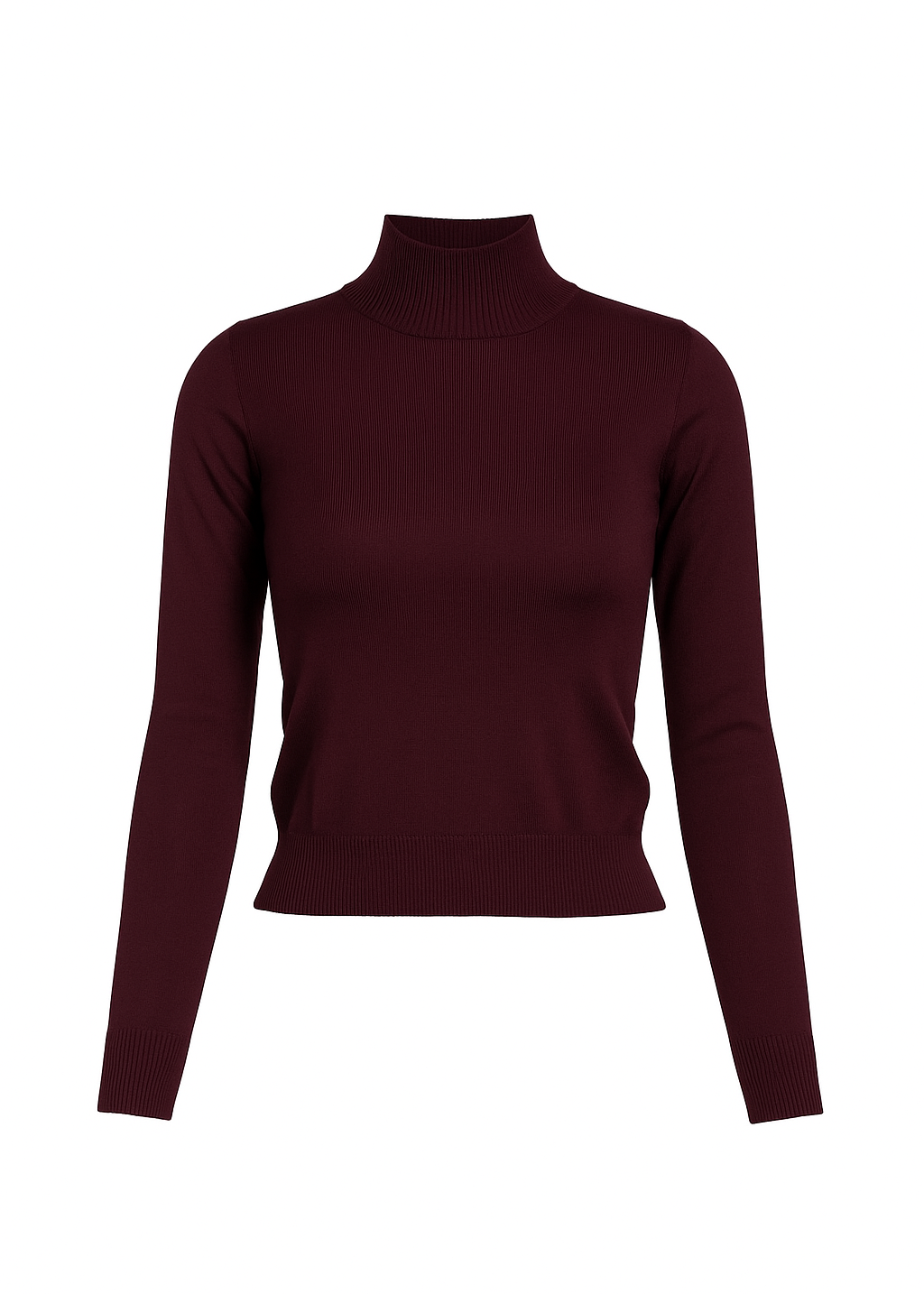 2nd Skin Knitted Mid-Neck Sweater - Bordeaux