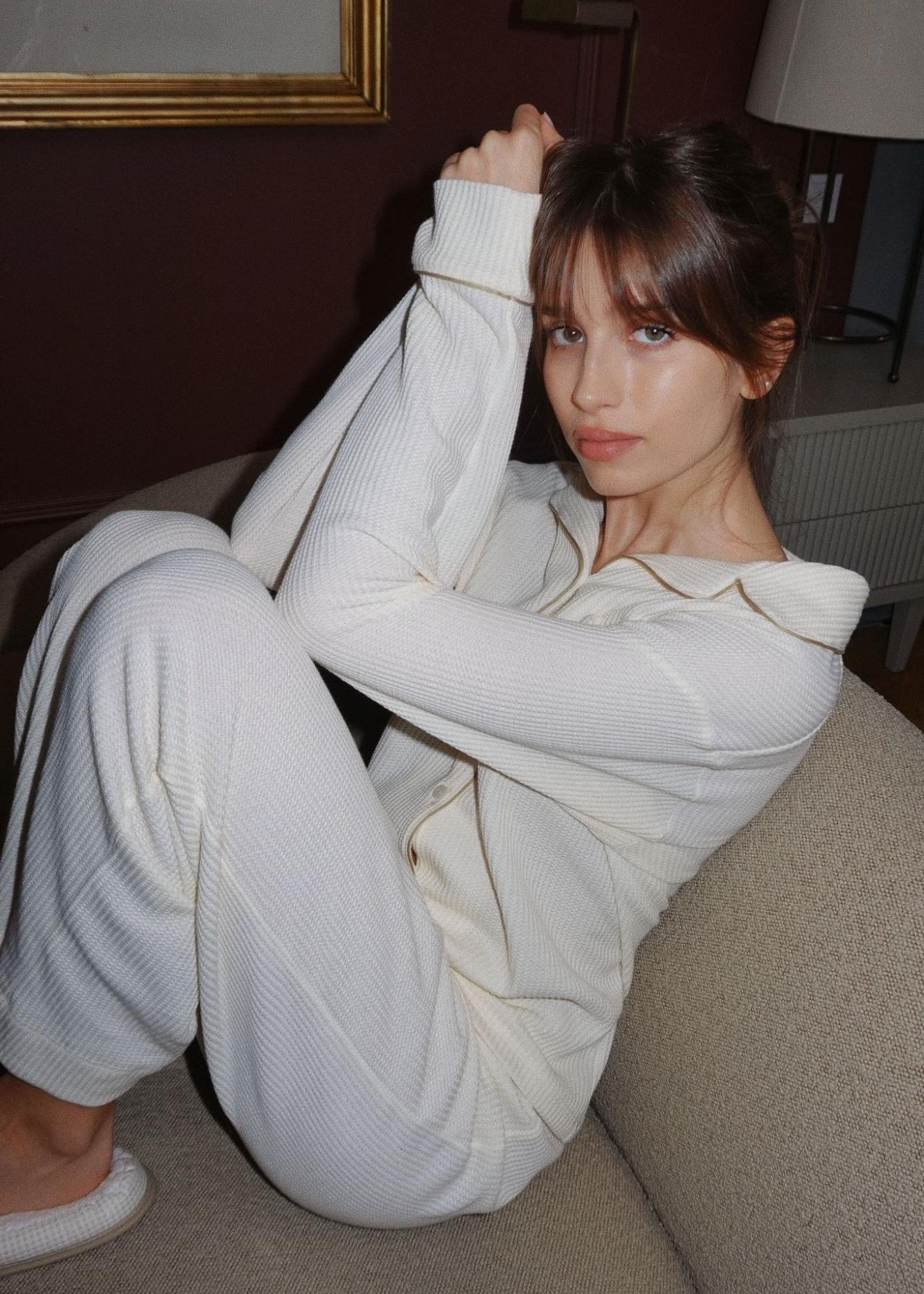 Waffle Loungewear PJ Set - Button Down & Pants