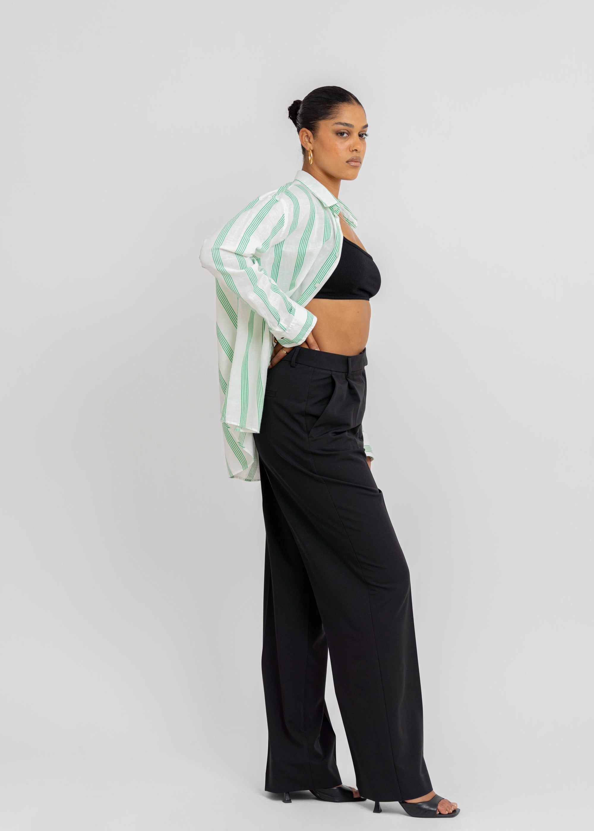 Miles Linen Shirt - Green & White