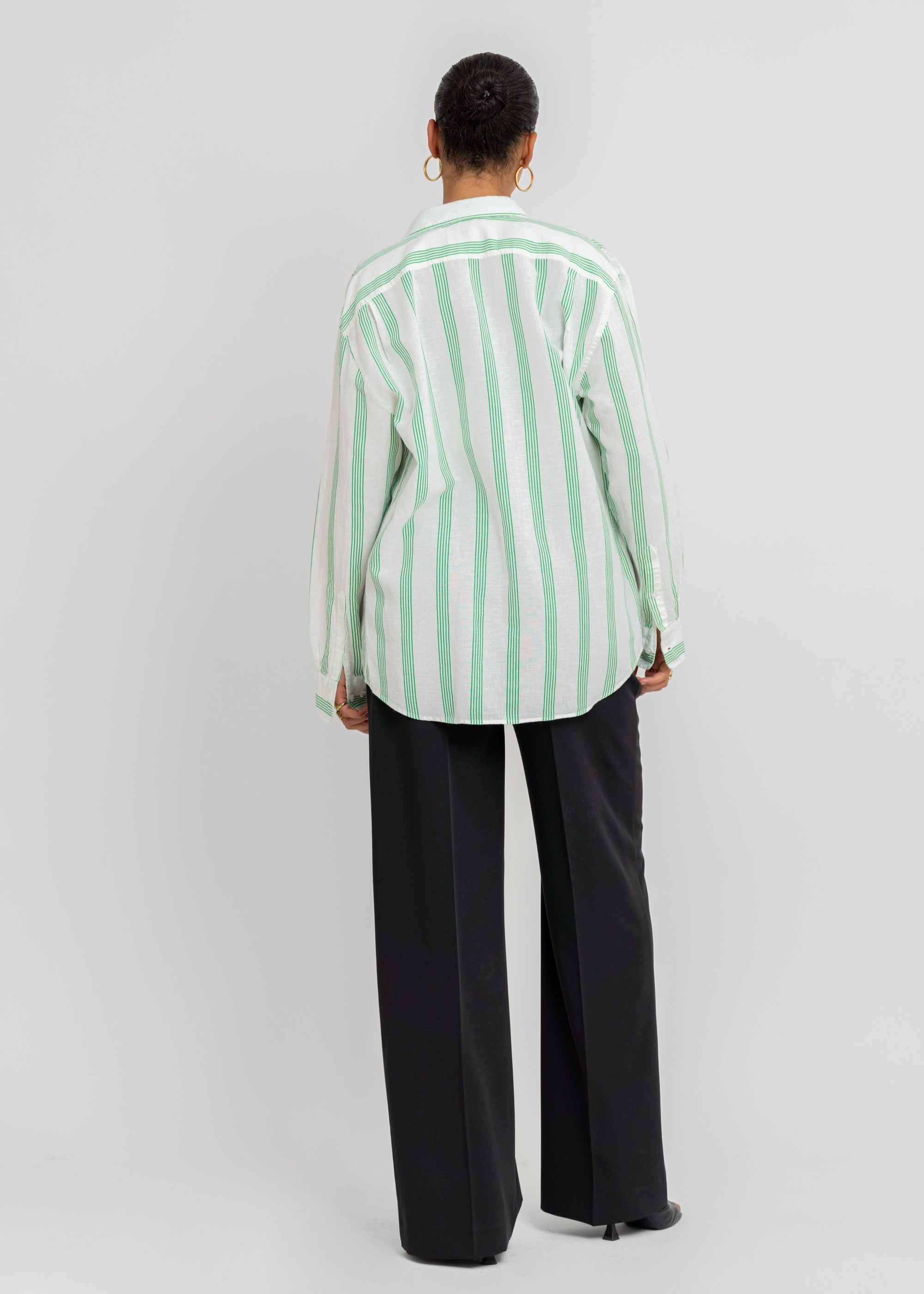 Miles Linen Shirt - Green & White