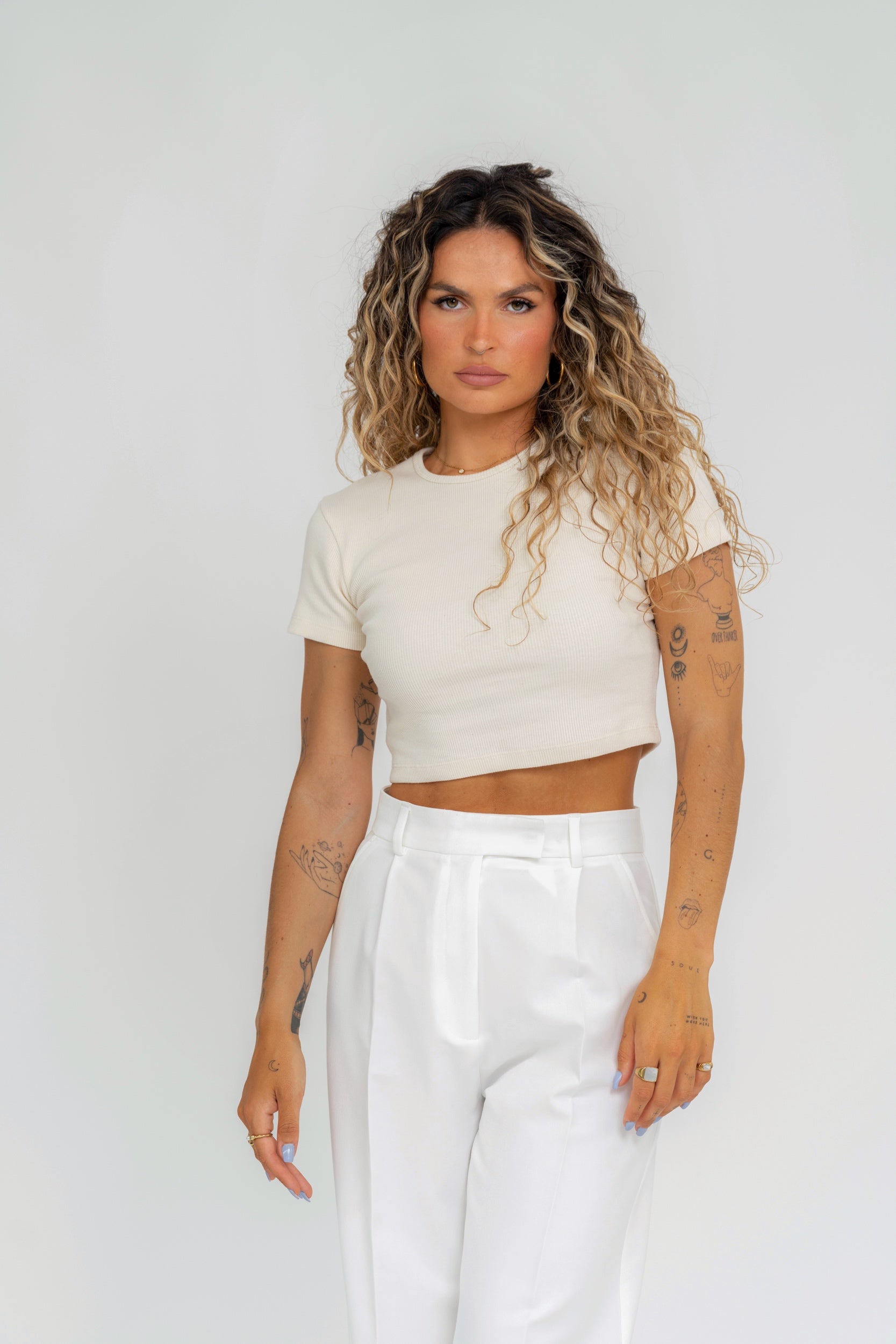 GS Cropped T-shirt - Beige