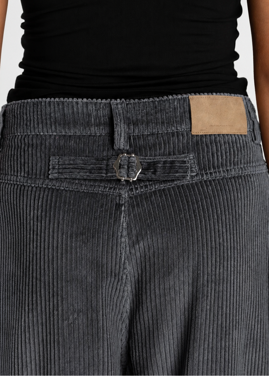 Ava Corduroy Barrel Trousers - Anthracite