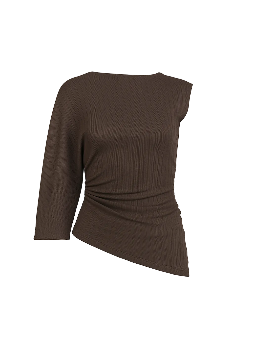 Espresso One Sleeve Asymmetric Top