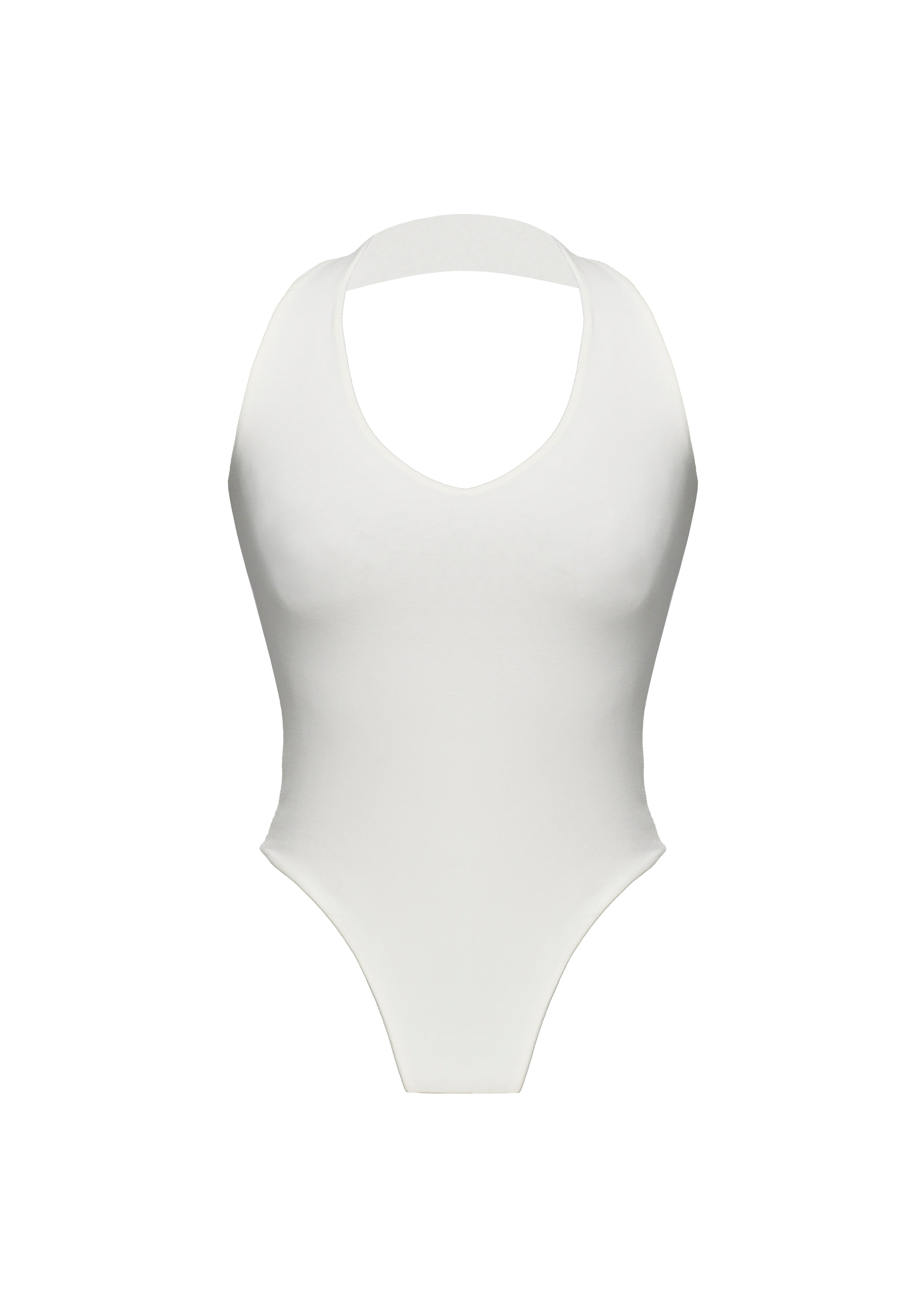 Cleo Plunge Halter Bodysuit - Off-White