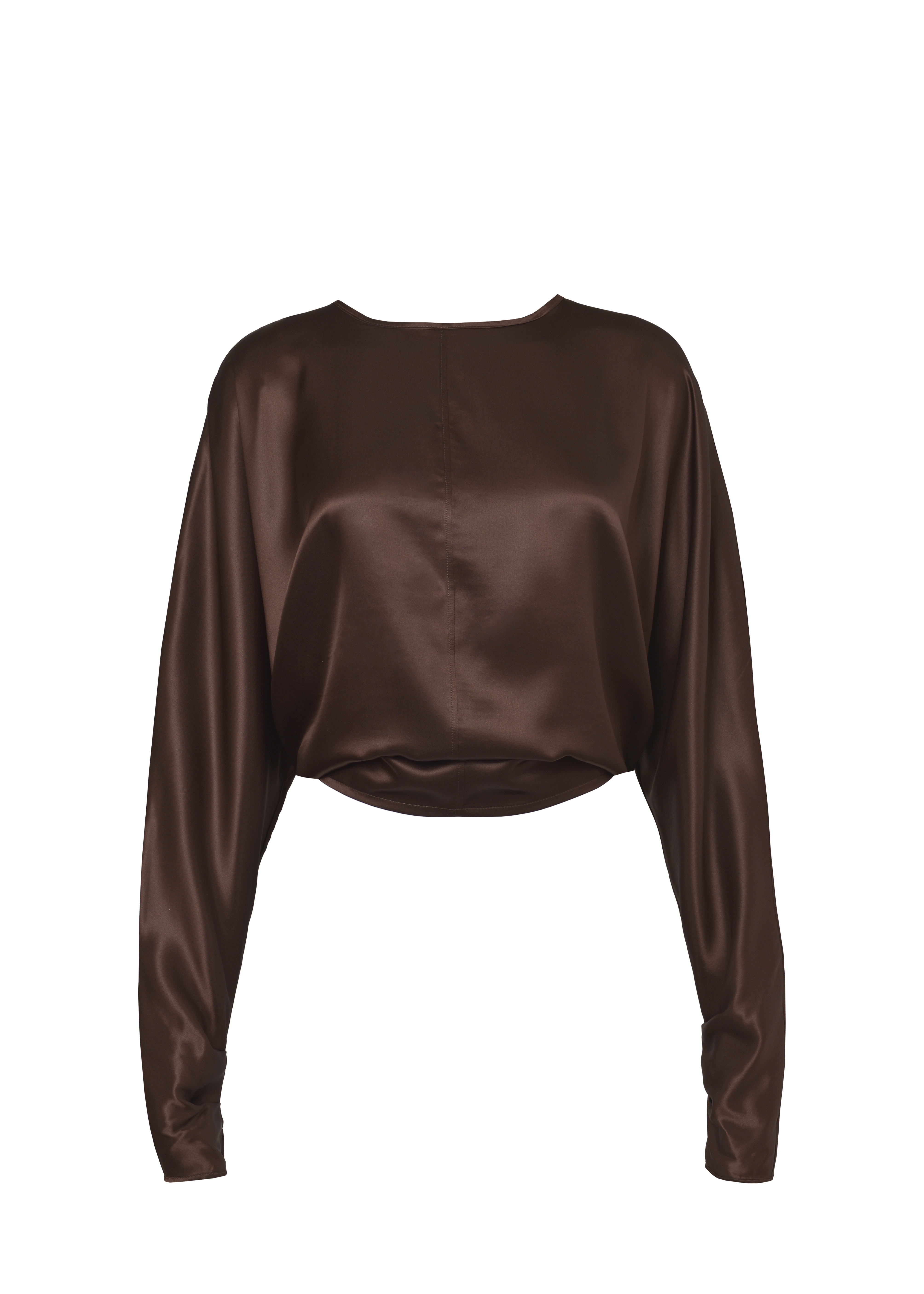 Halo Long Sleeve Silk Blouse - Brown