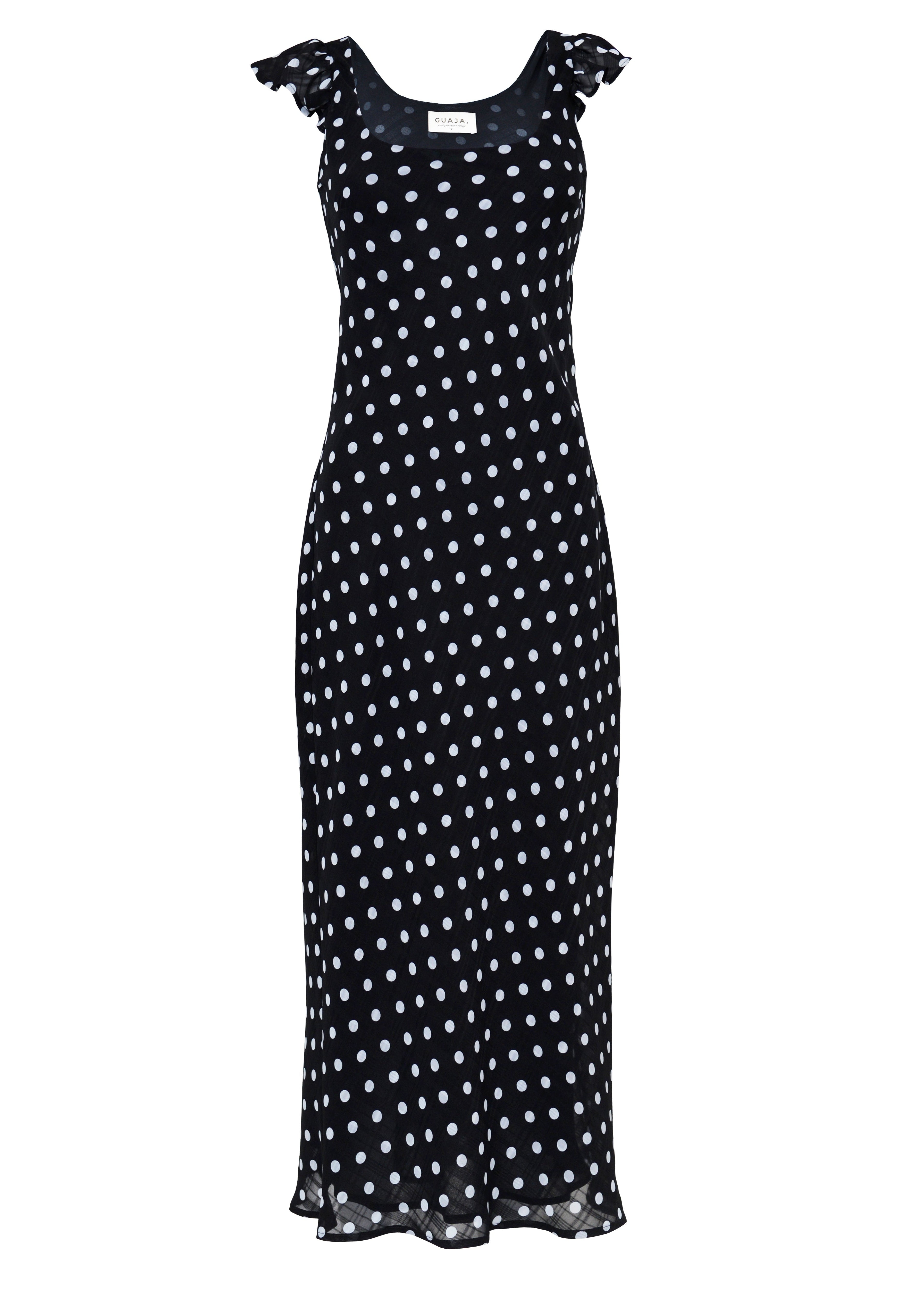 Carmen Polka Dot Midi Dress - Black & White
