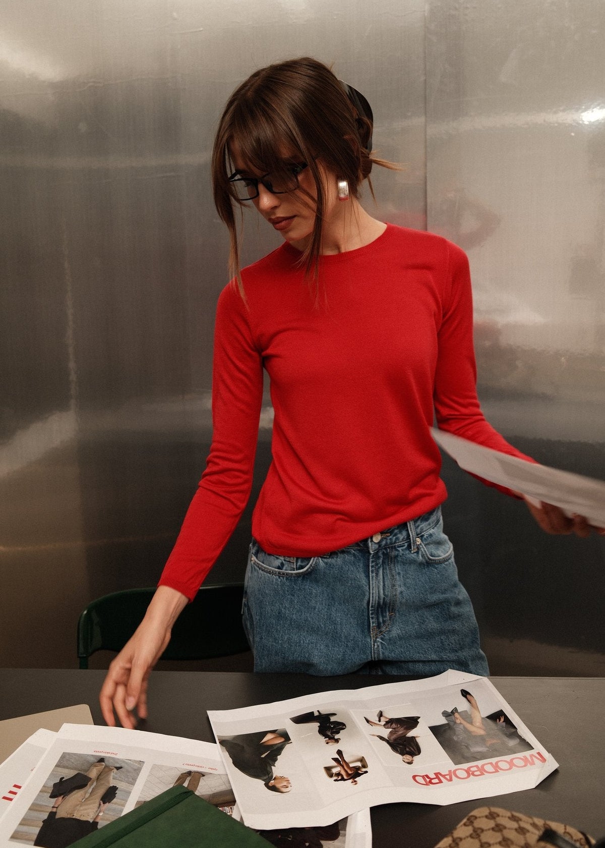 Emma Classic Crewneck Knit Sweater - Red