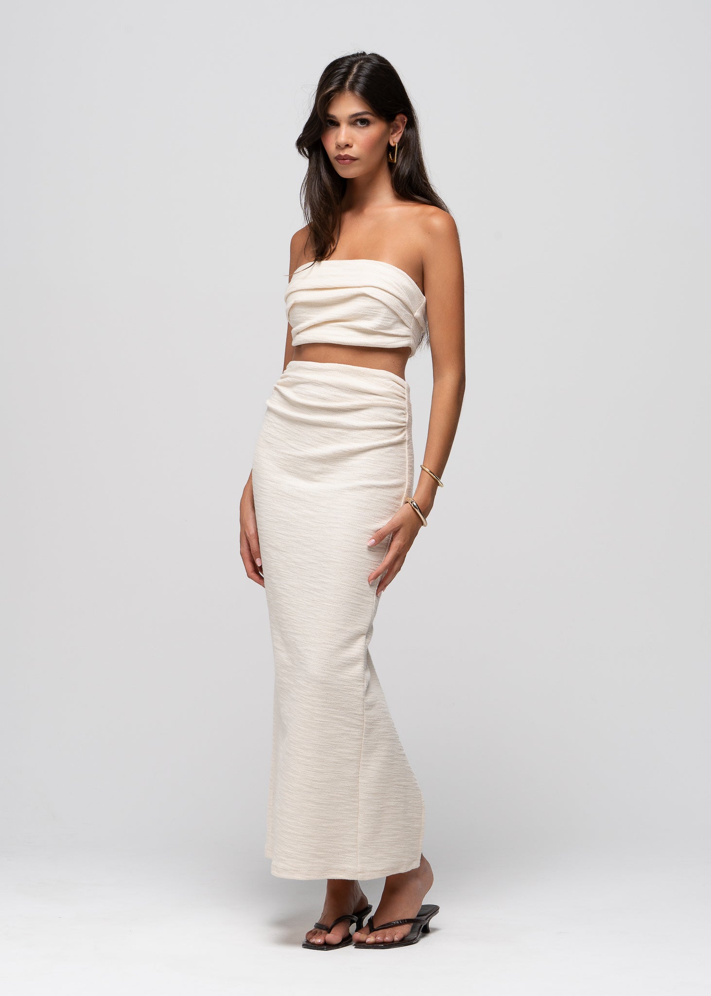 Selene Cotton Maxi Skirt - Beige