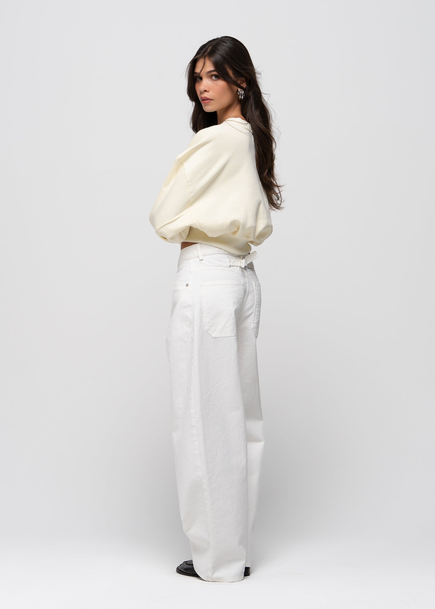 Comfort Fleece V-Neck Cropped Sweater - Baby Yellow