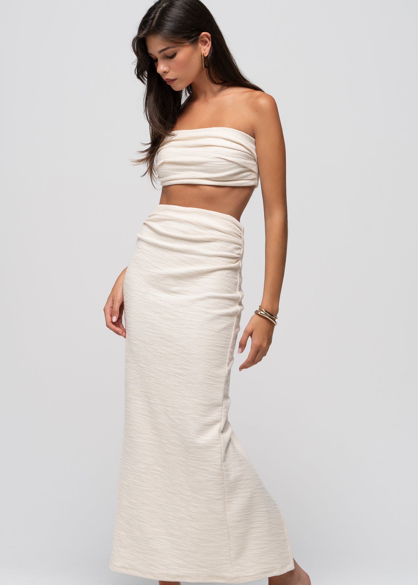 Selene Cotton Maxi Skirt - Beige