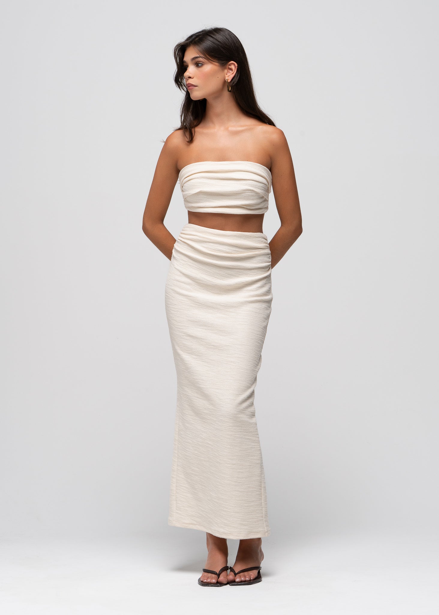 Selene Cotton Maxi Skirt - Beige