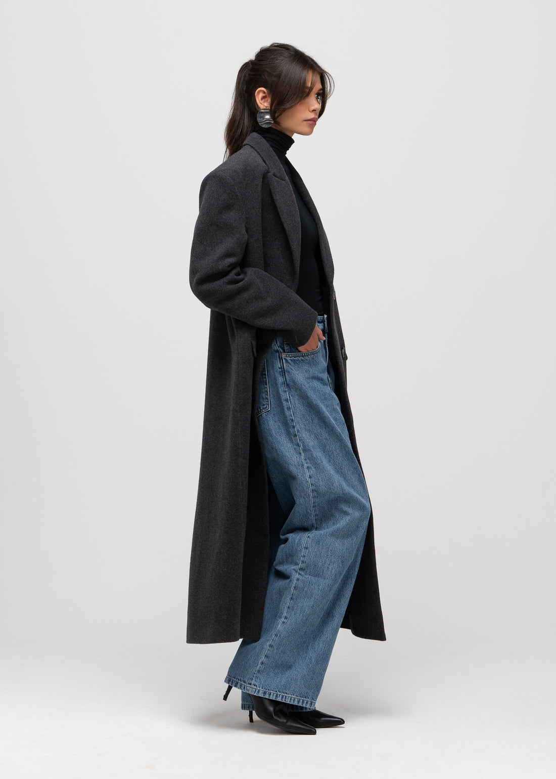 Brabus Maxi Wool Oversized Coat - Charcoal