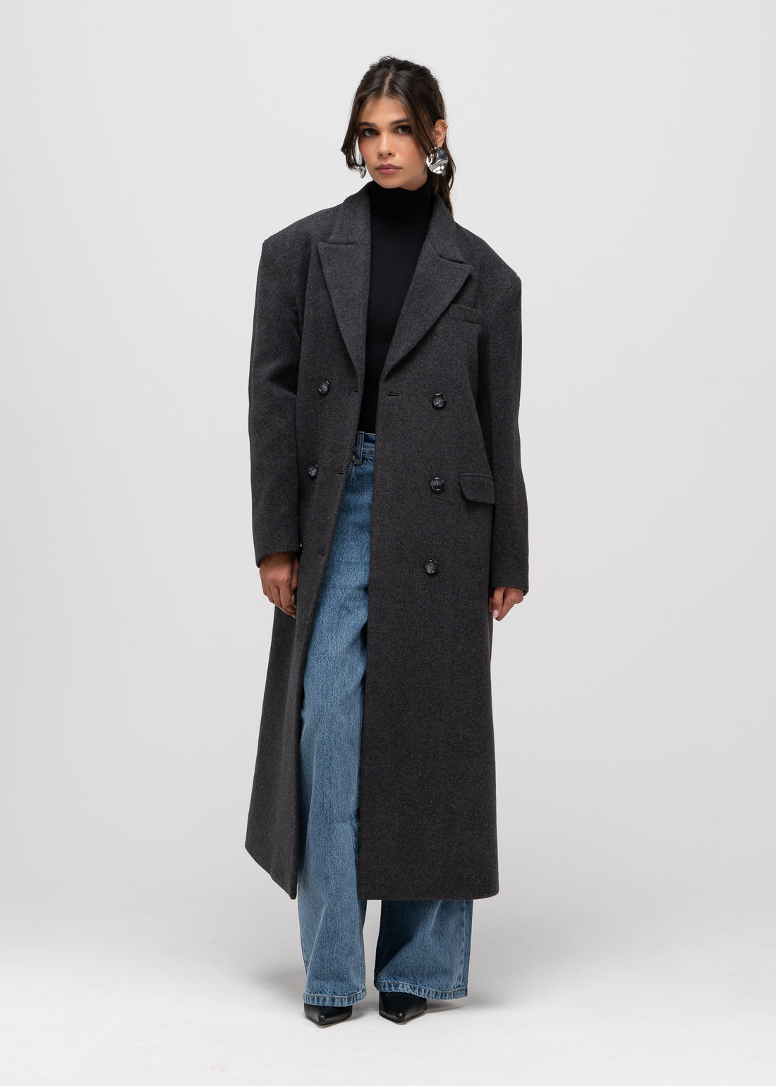 Brabus Maxi Wool Oversized Coat - Charcoal