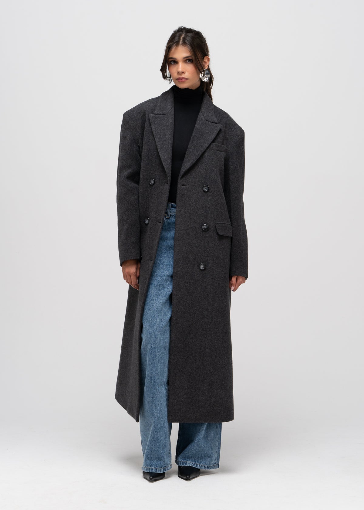 Brabus Maxi Wool Oversized Coat - Charcoal