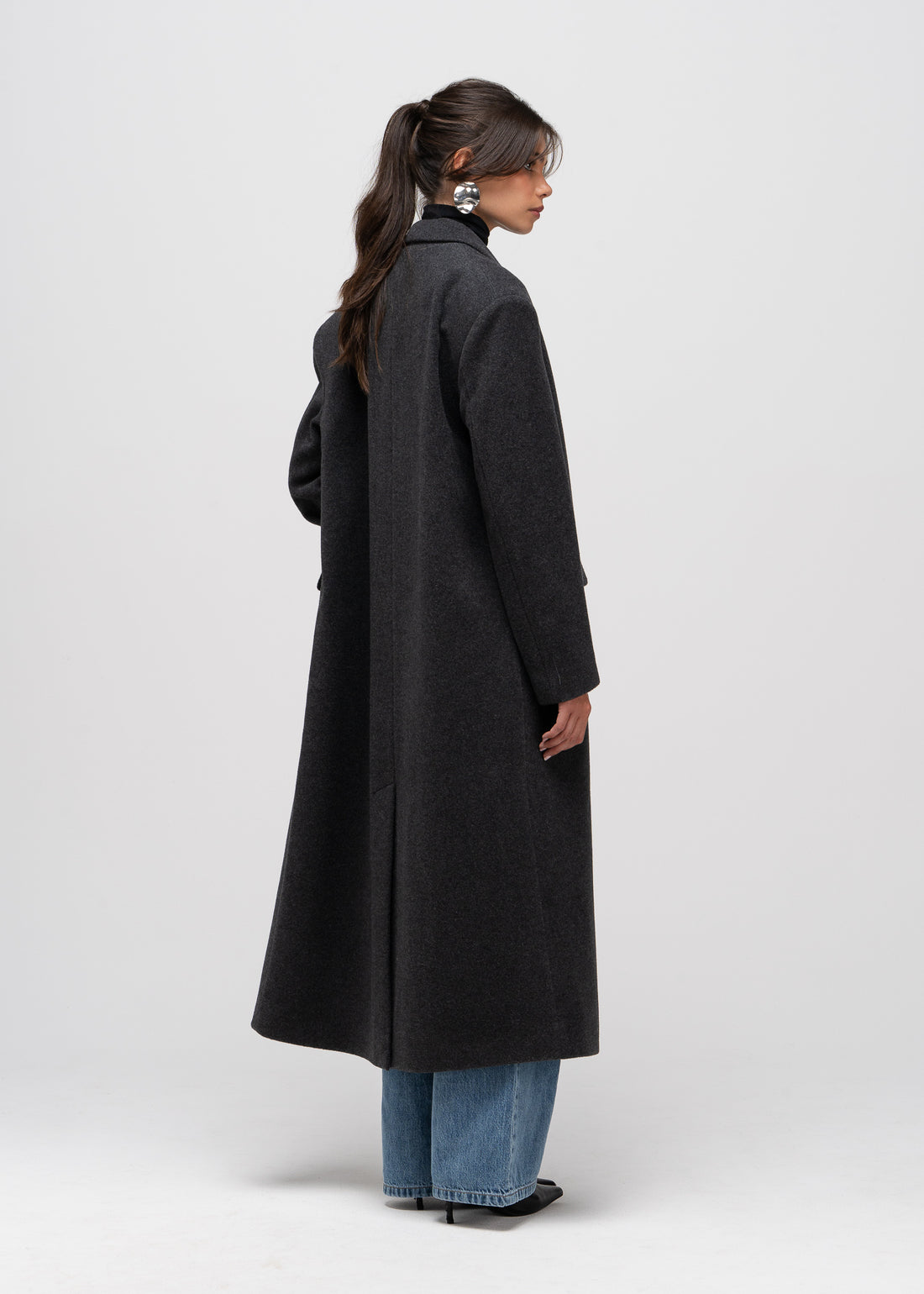 Brabus Maxi Wool Oversized Coat - Charcoal