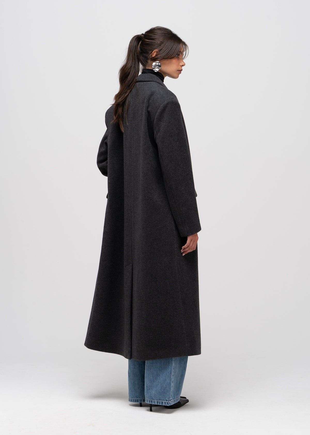 Brabus Maxi Wool Oversized Coat - Charcoal