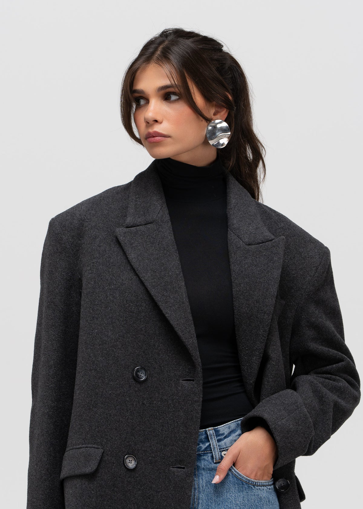 Brabus Maxi Wool Oversized Coat - Charcoal