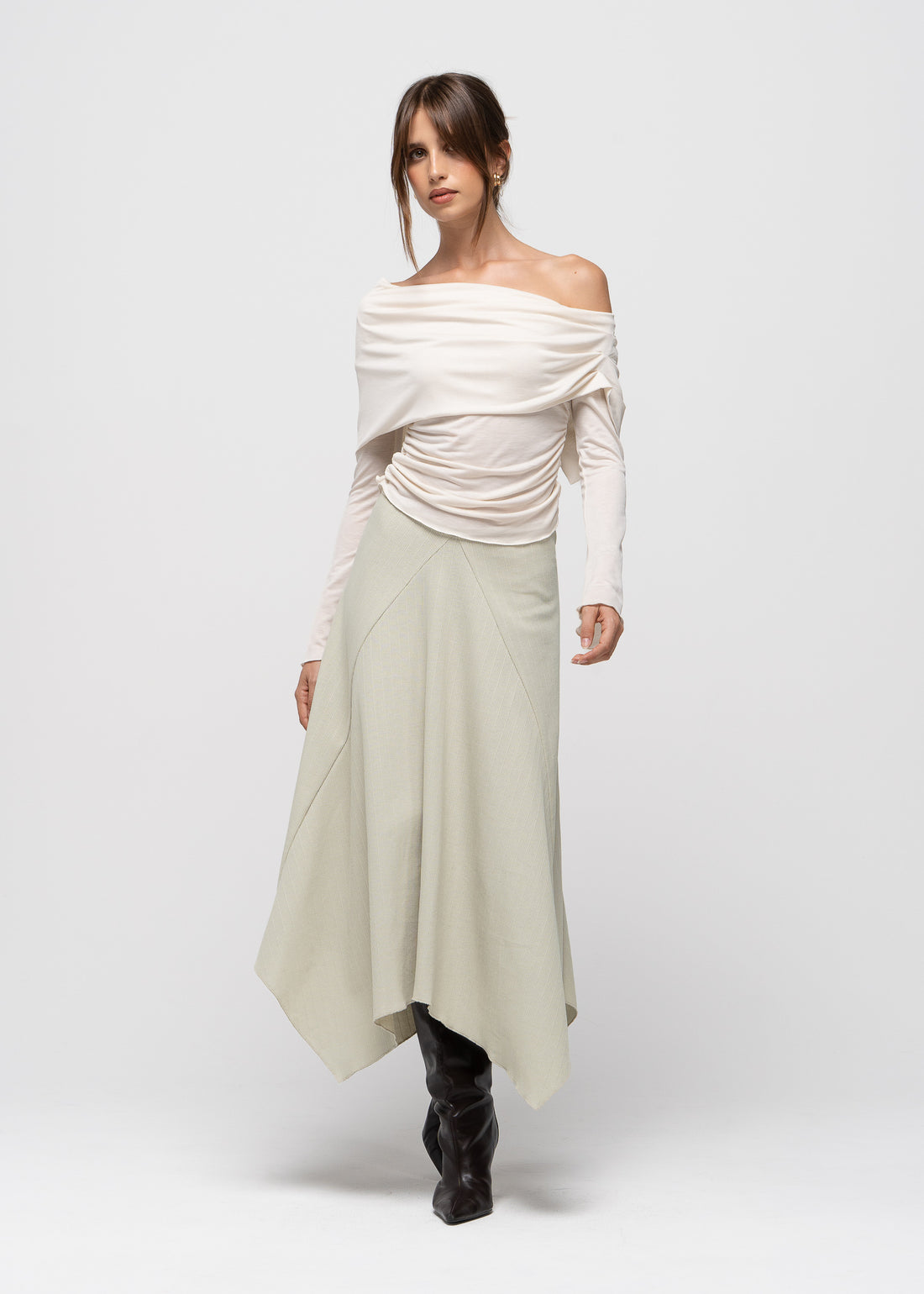 Rose Draped Off-Shoulder Top - Cream