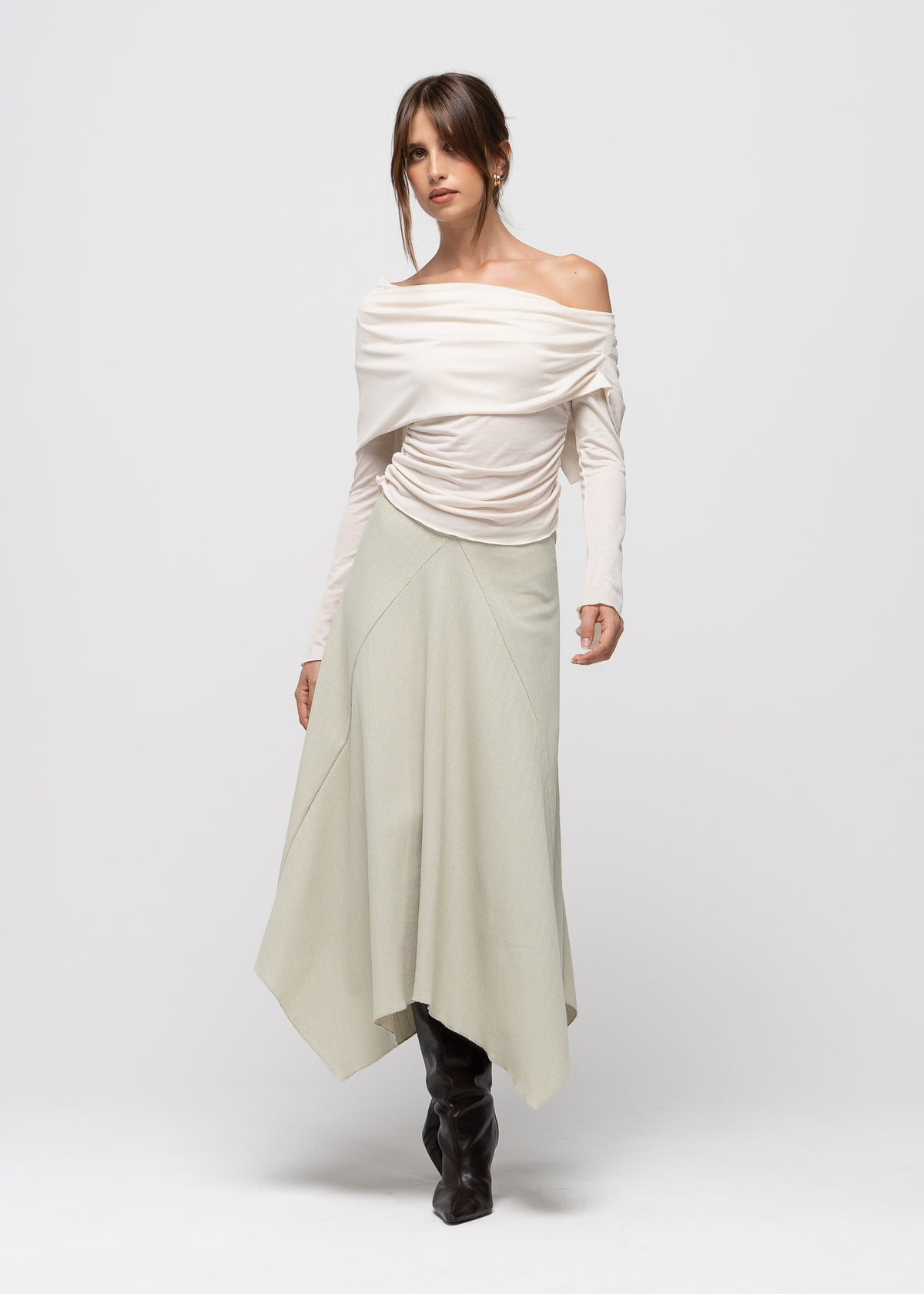 Rose Draped Off-Shoulder Top - Cream