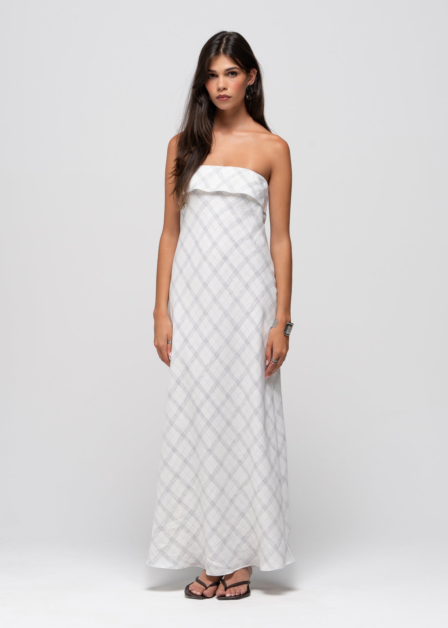 Alba Strapless Linen Maxi Dress