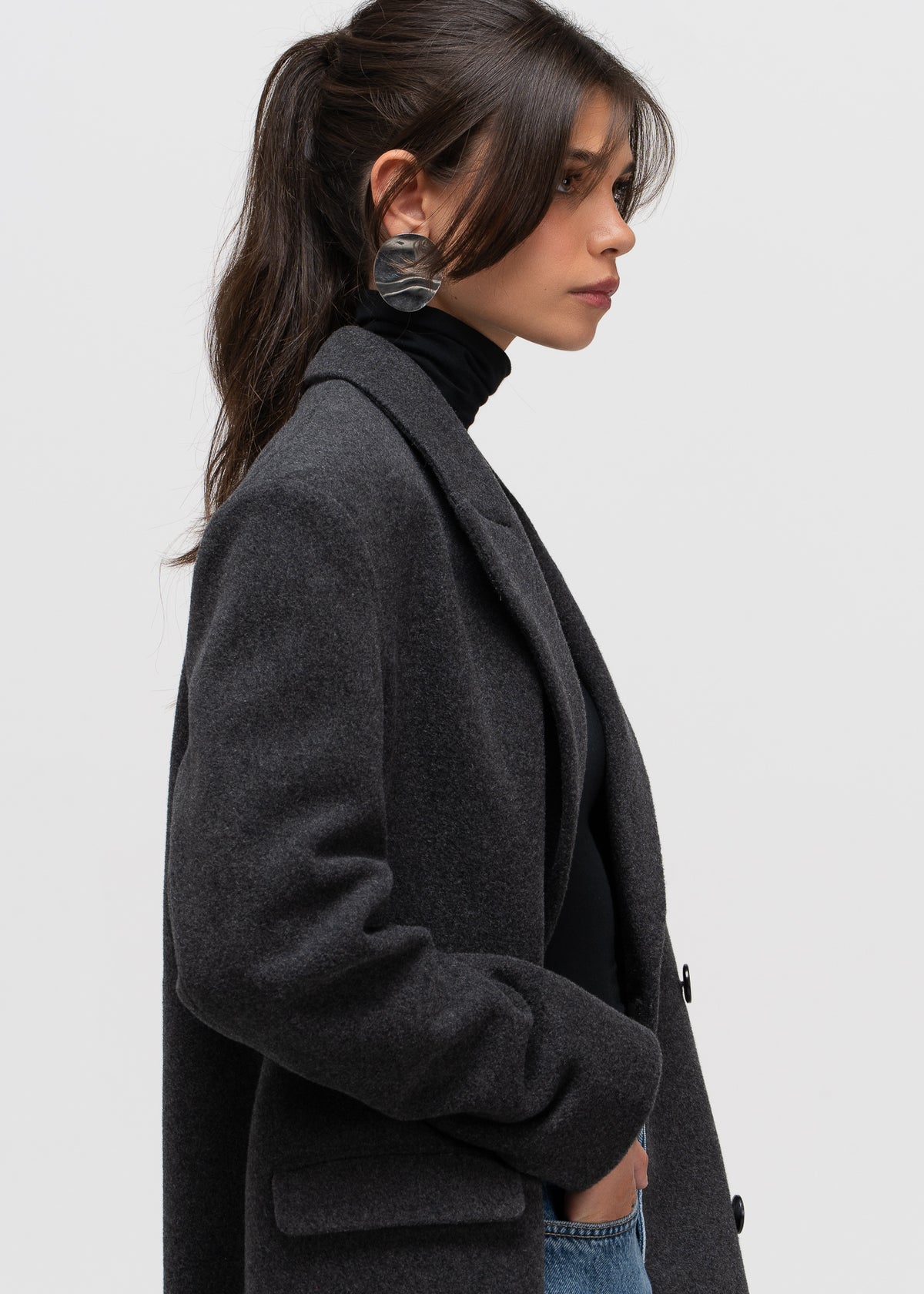 Brabus Maxi Wool Oversized Coat - Charcoal