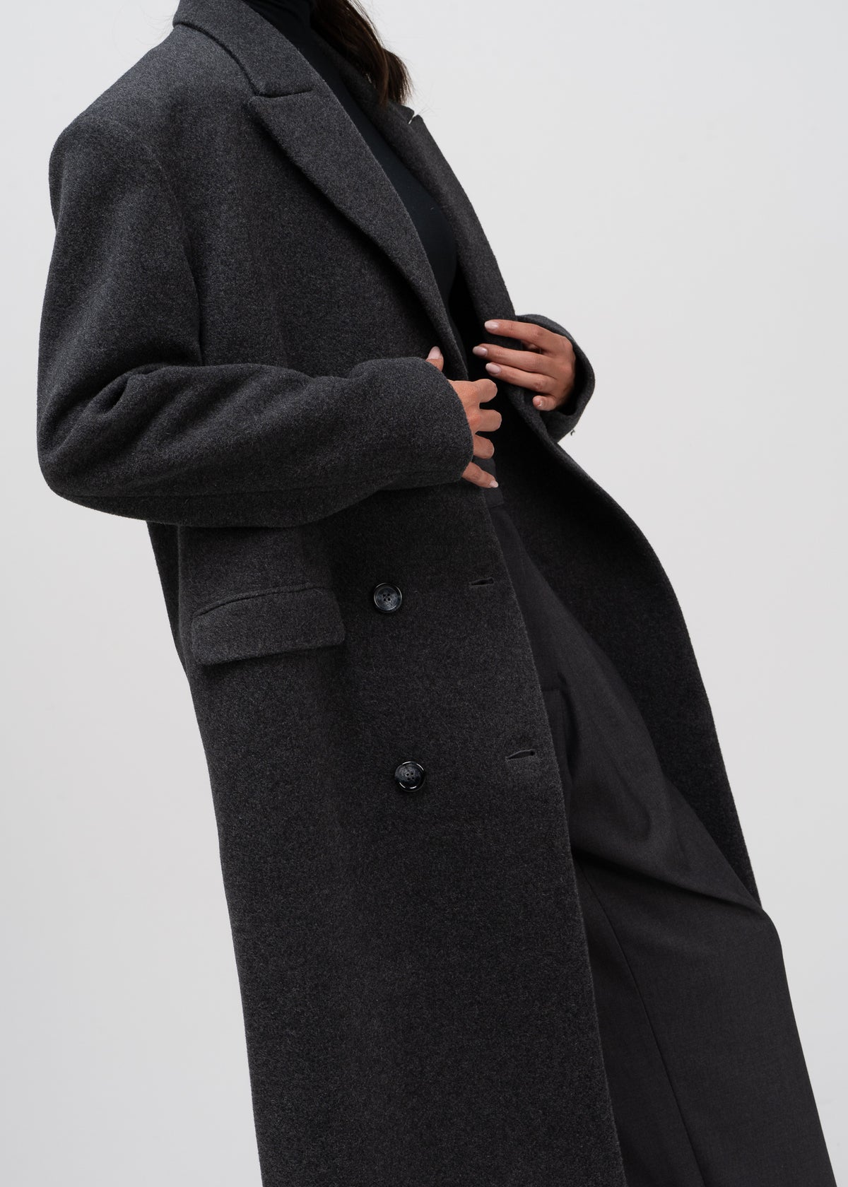 Brabus Maxi Wool Oversized Coat - Charcoal