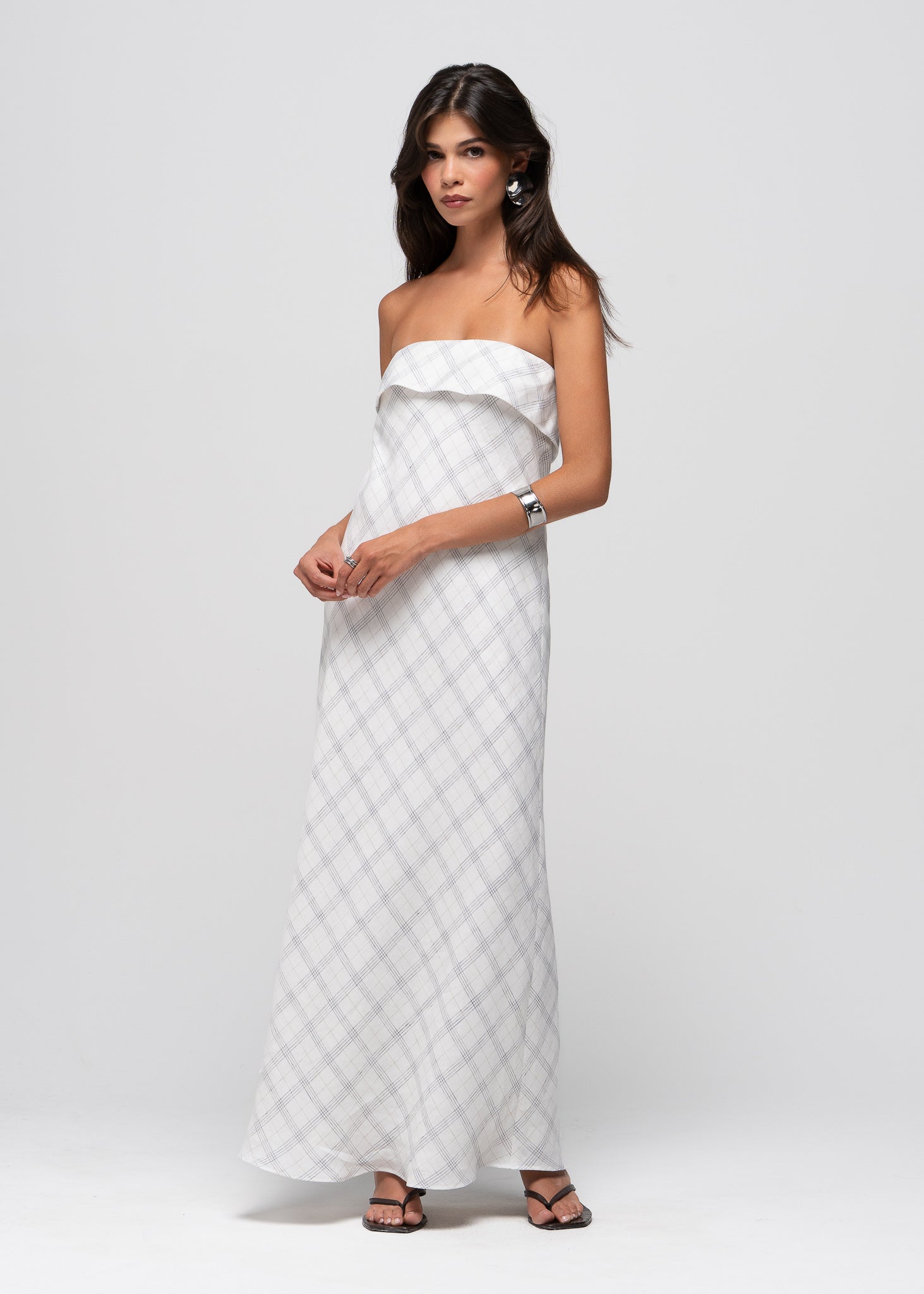 Alba Strapless Linen Maxi Dress
