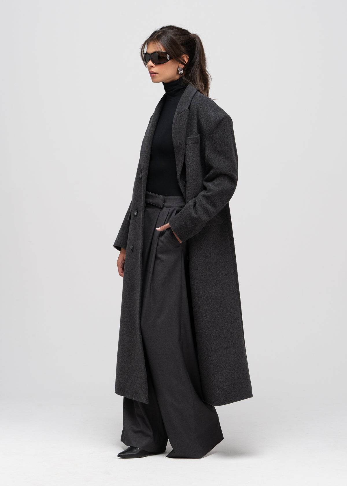 Brabus Maxi Wool Oversized Coat - Charcoal