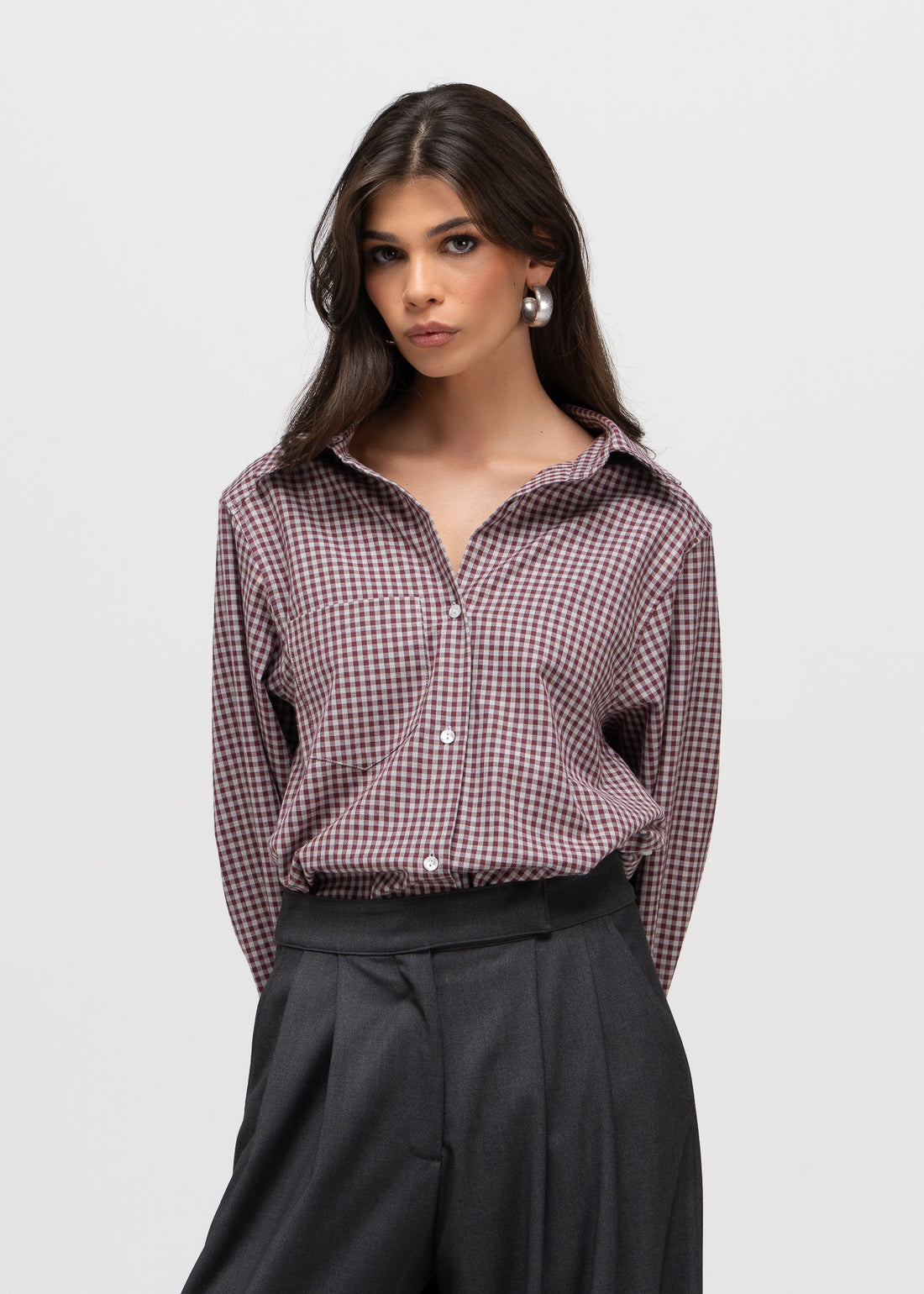 Kelly Gingham Shirt - Burgundy