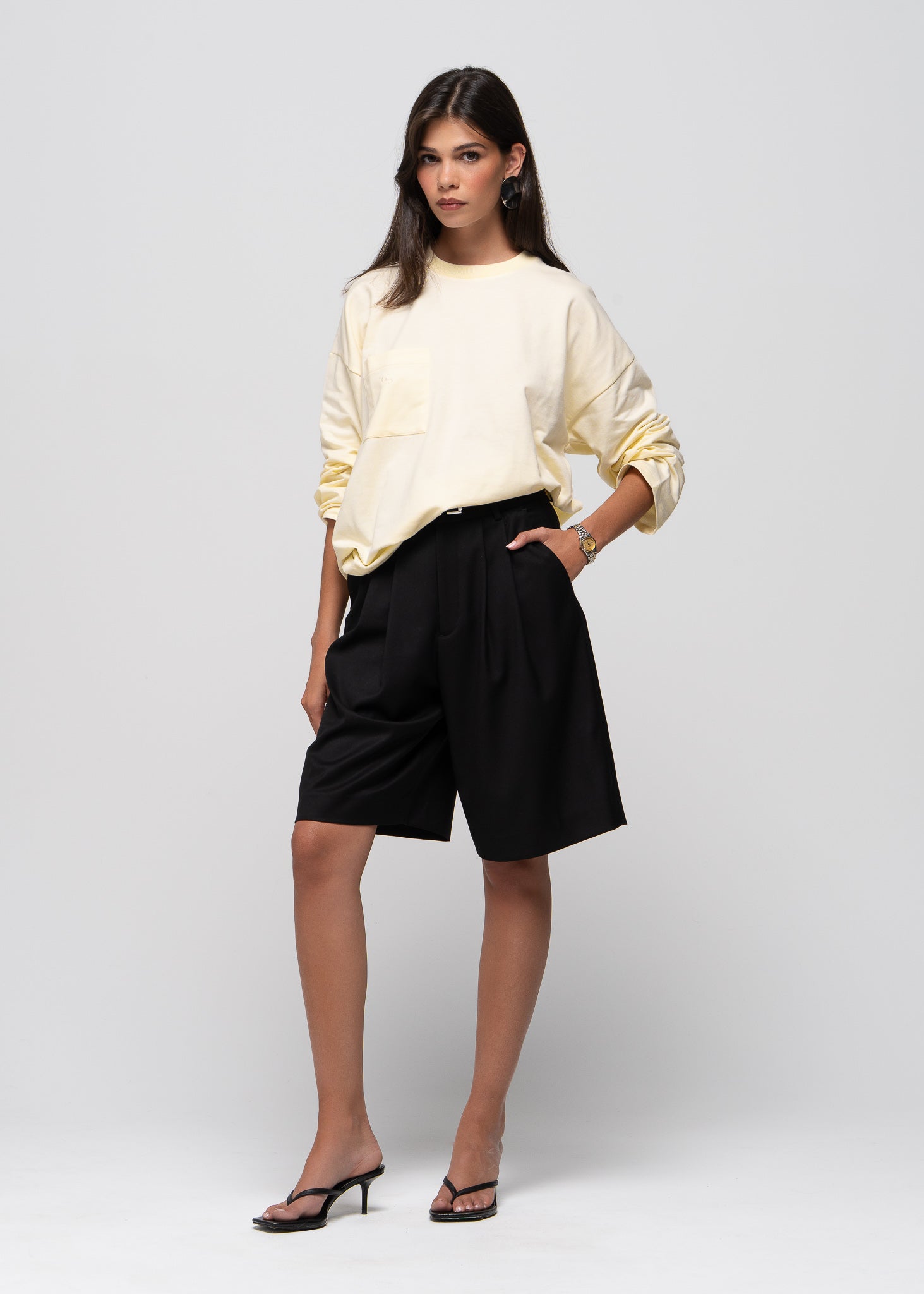 Brady Oversized Long Sleeve Top - Butter Yellow