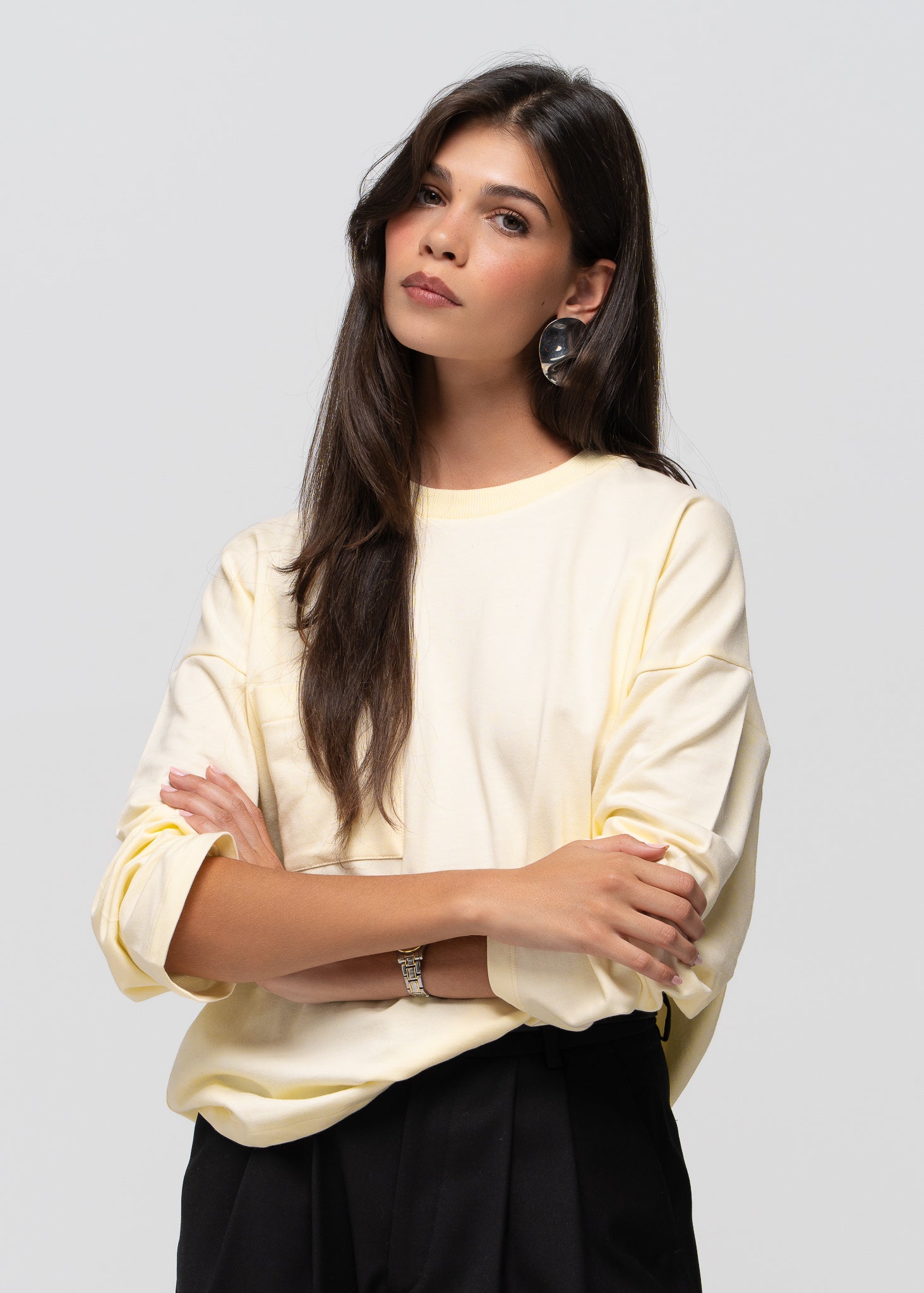 Brady Oversized Long Sleeve Top - Butter Yellow
