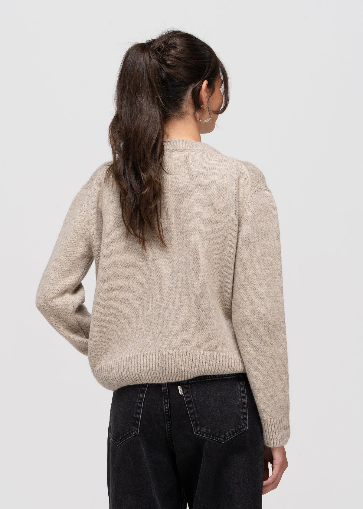 Zoe Oversized V-Neck Sweater – Oatmeal
