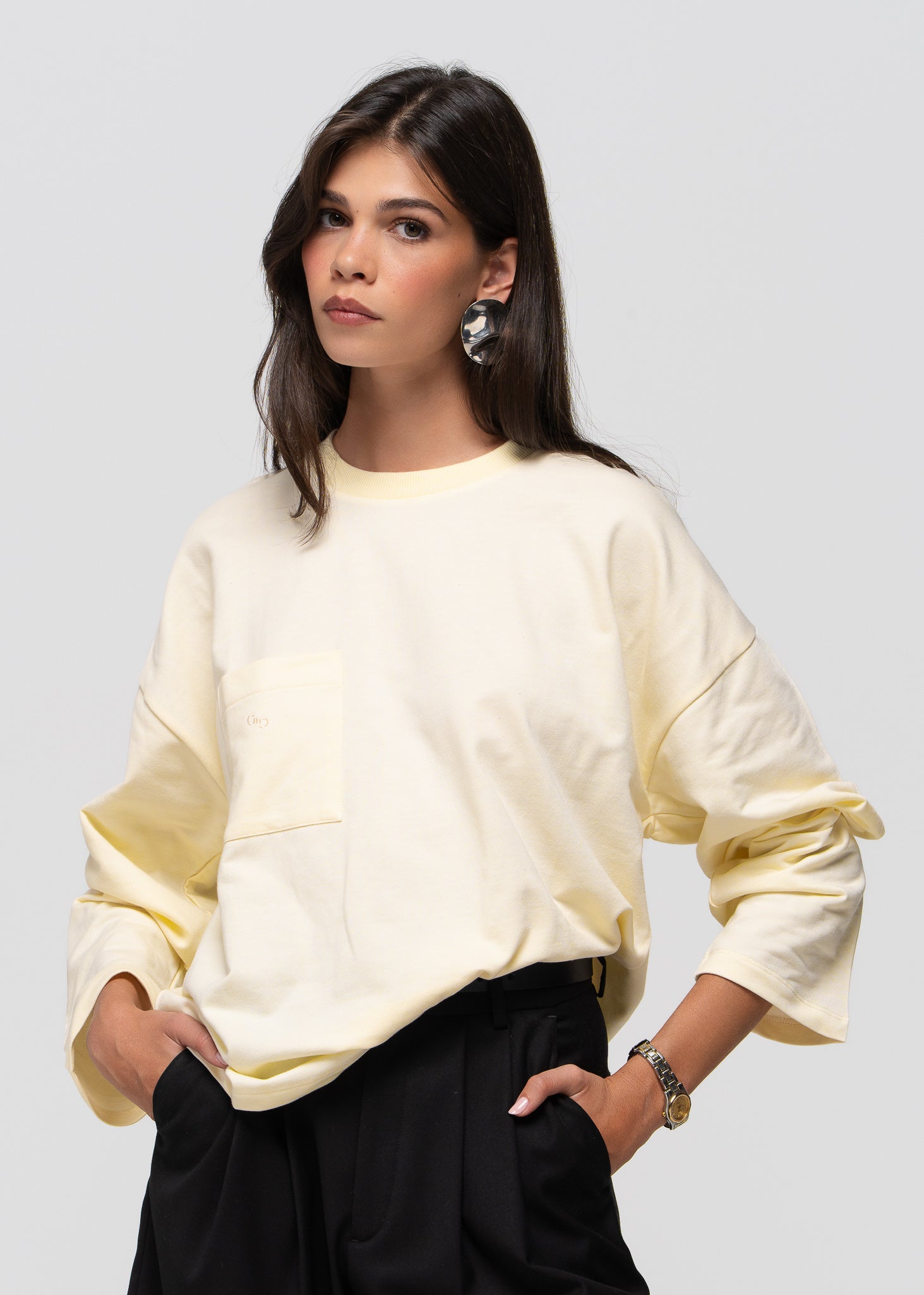 Brady Oversized Long Sleeve Top - Butter Yellow