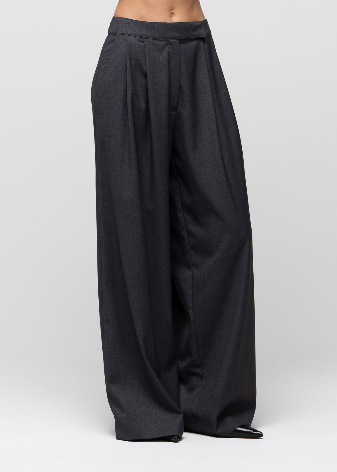 Bianca Linen Wide Leg Trousers - Anthracite