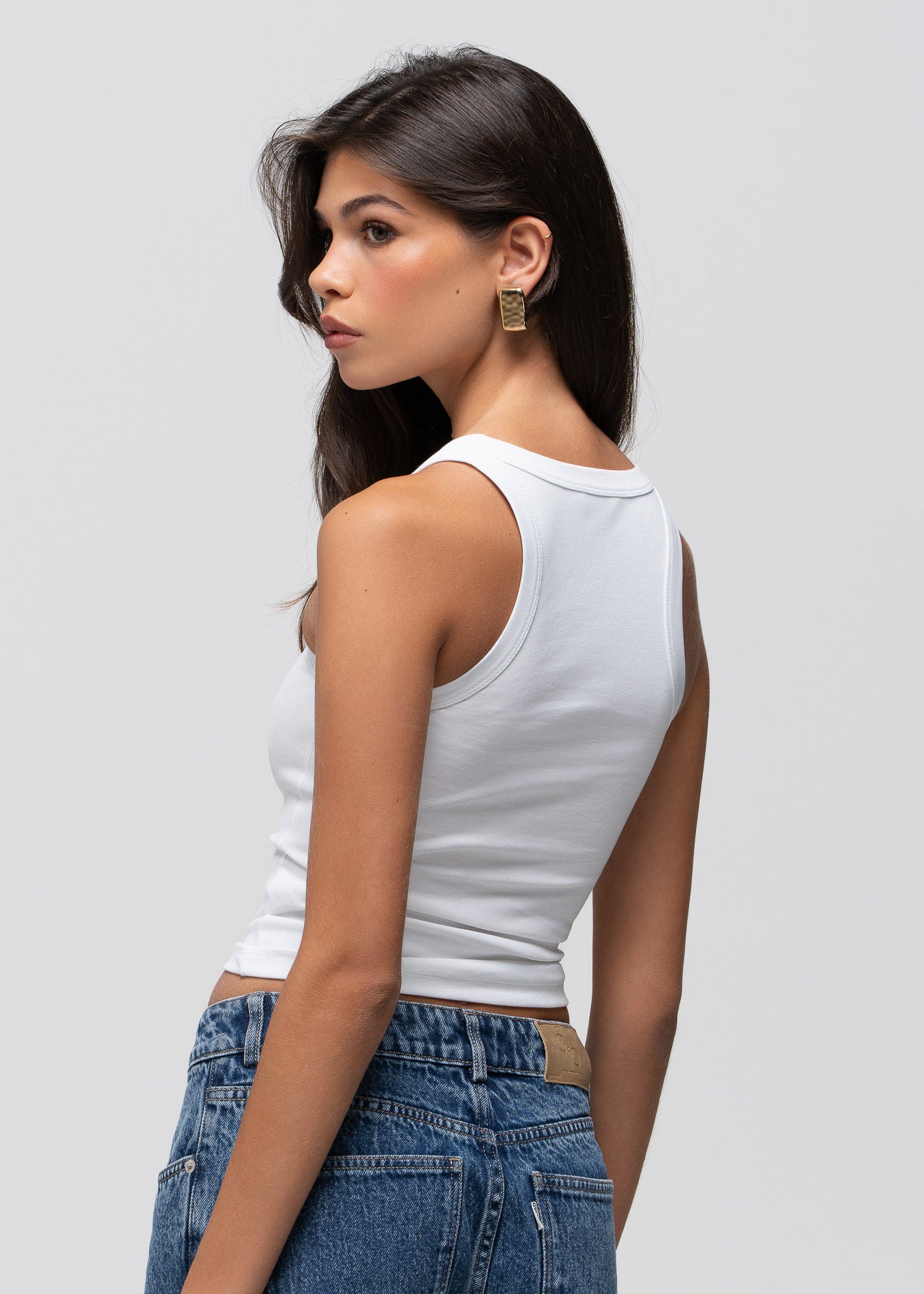 Jimmy Scoop-Neck Ribbed Tank Top - White