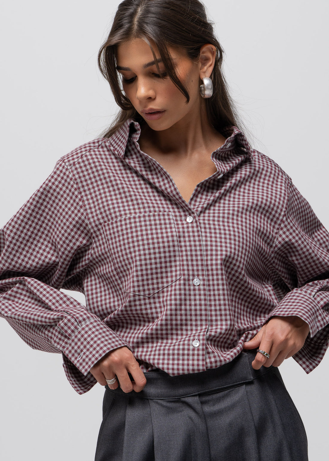 Kelly Gingham Shirt - Burgundy