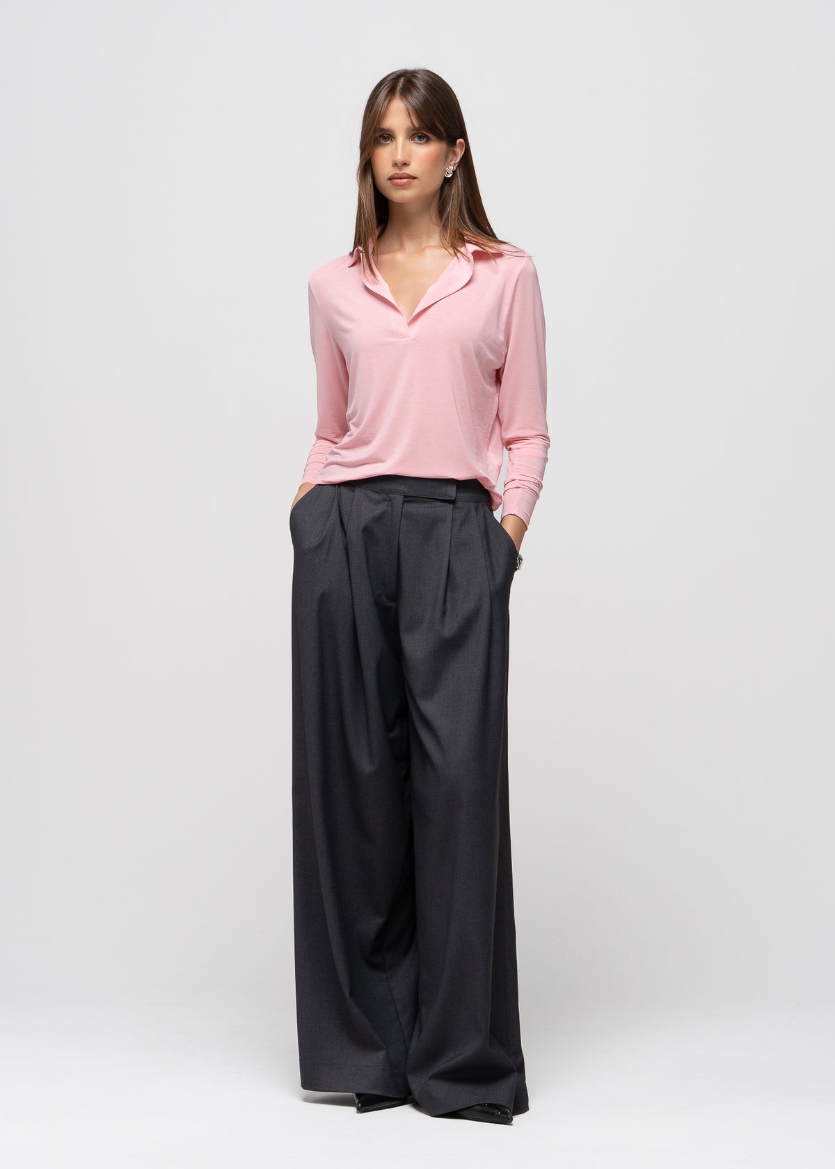 Bianca Linen Wide Leg Trousers - Anthracite