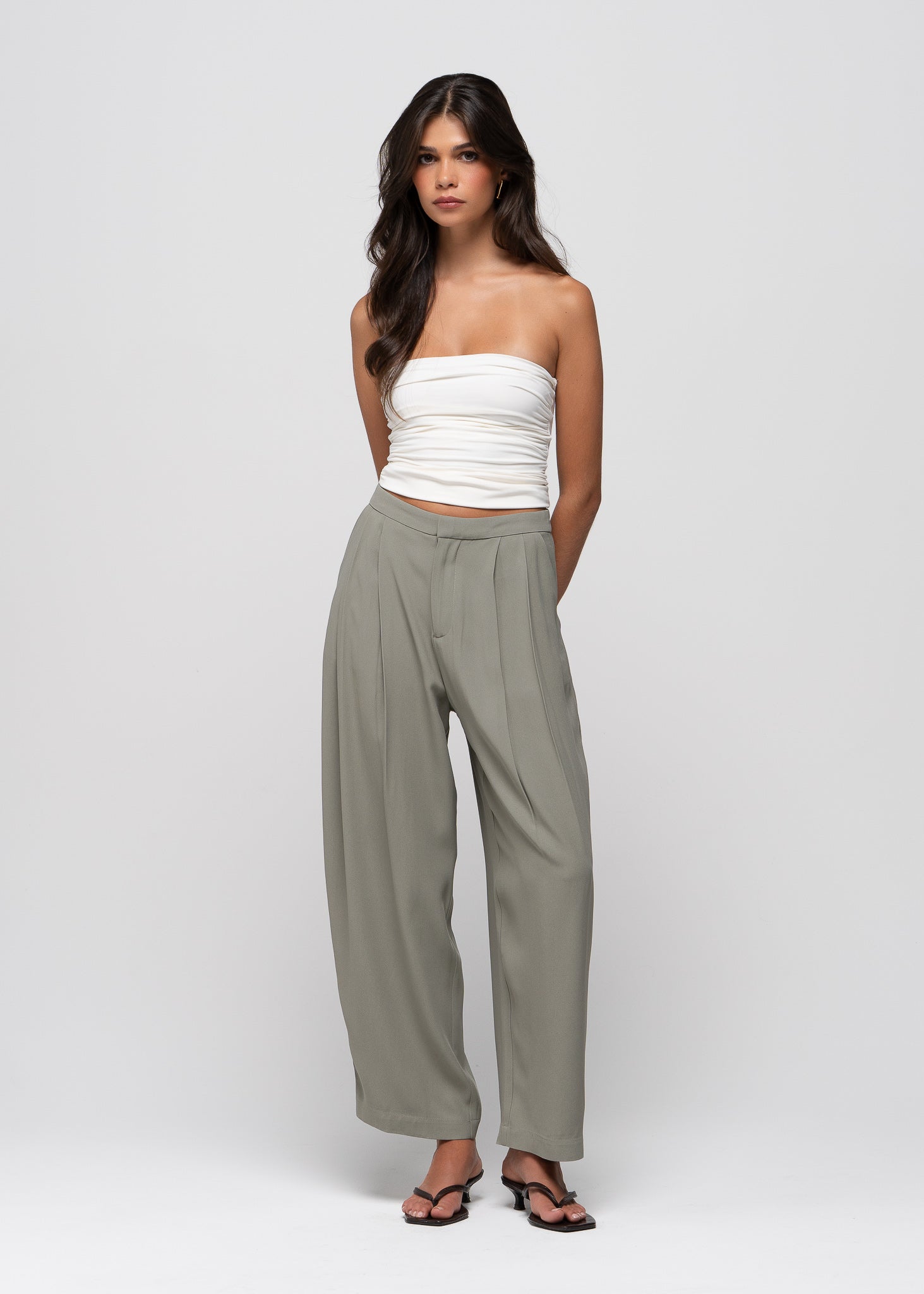 Noa Ruched Bandeau Top - White