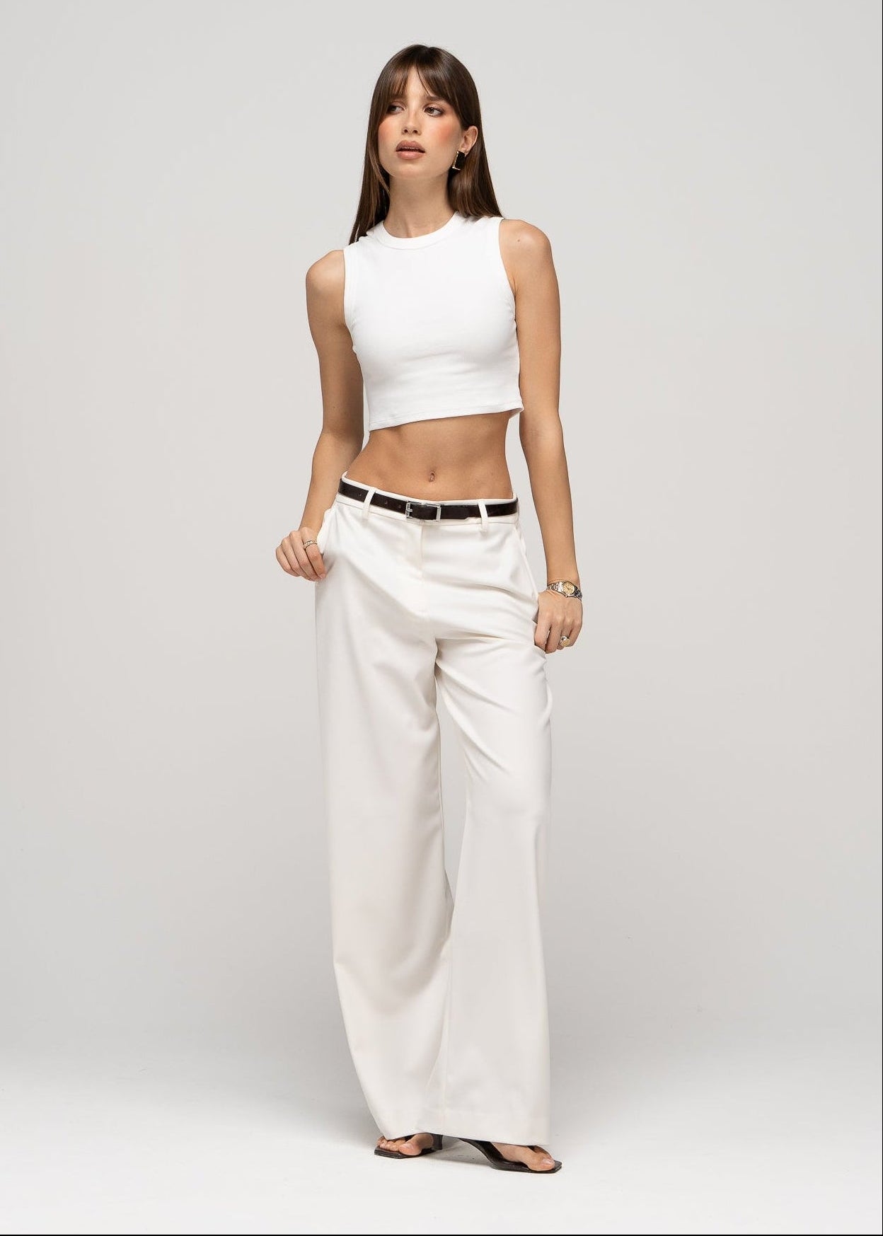 Jadis Mid-Waist Tailored Trousers - Off-White