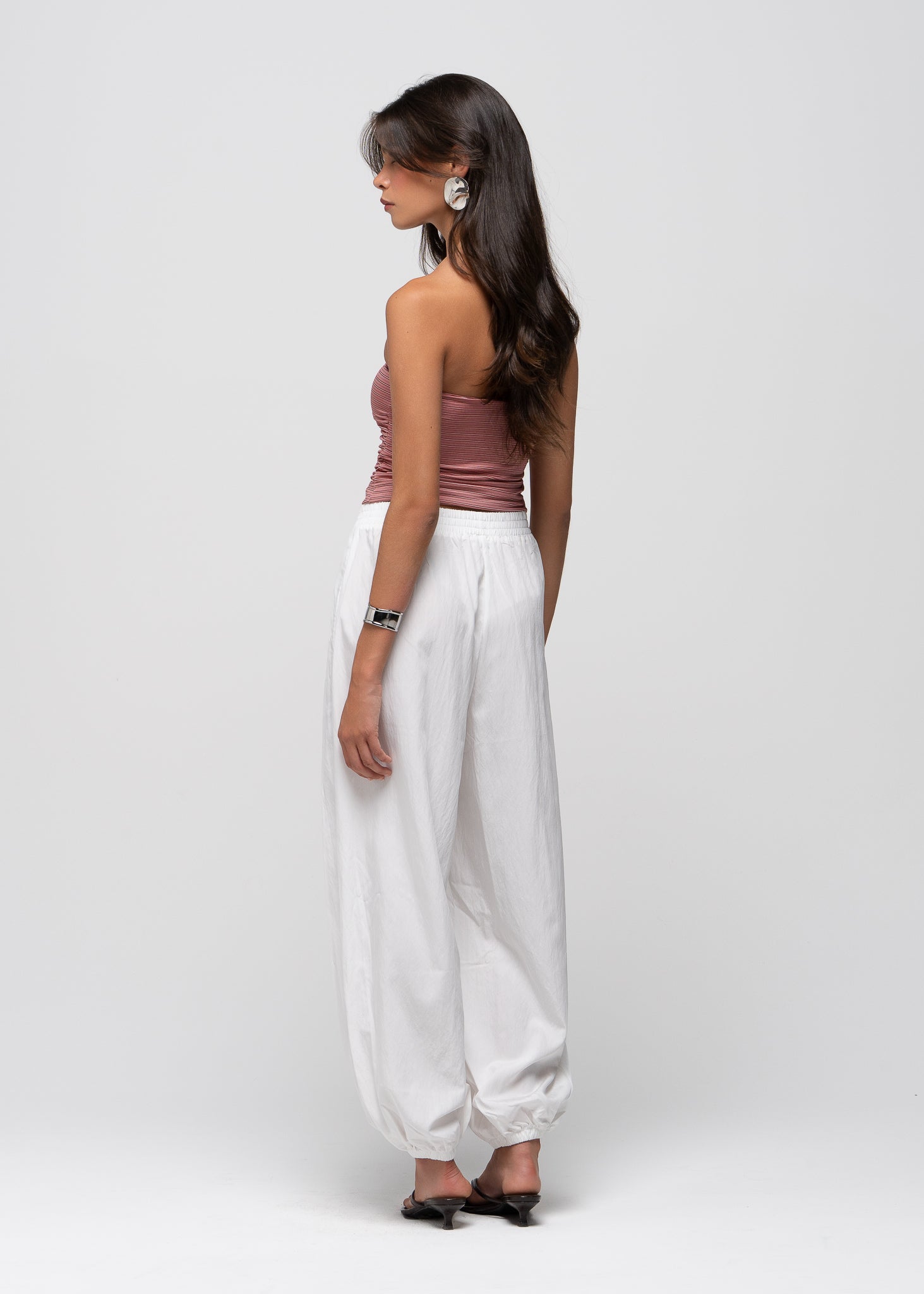 Noa Ruched Bandeau Top - Red Stripes