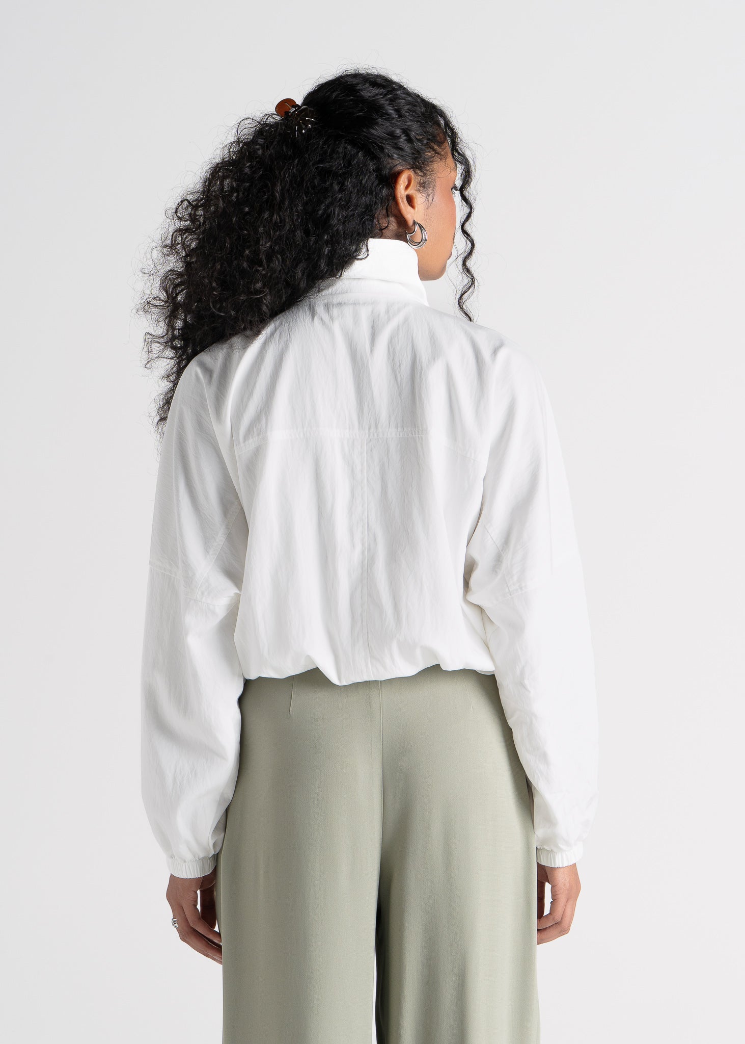 Carter High Neck Windbreaker Jacket – Ivory