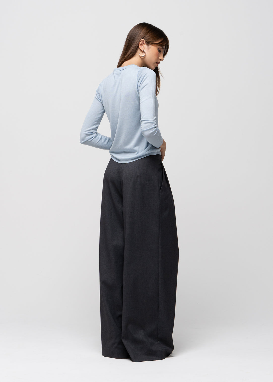 Bianca Linen Wide Leg Trousers - Anthracite