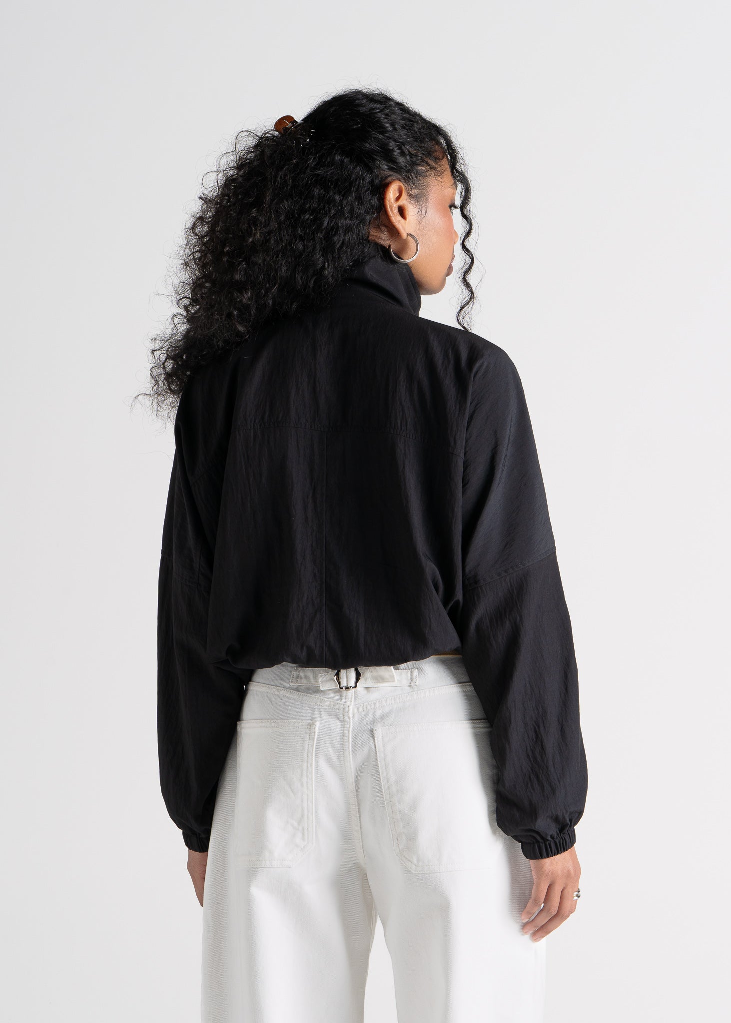 Carter High Neck Windbreaker Jacket – Black