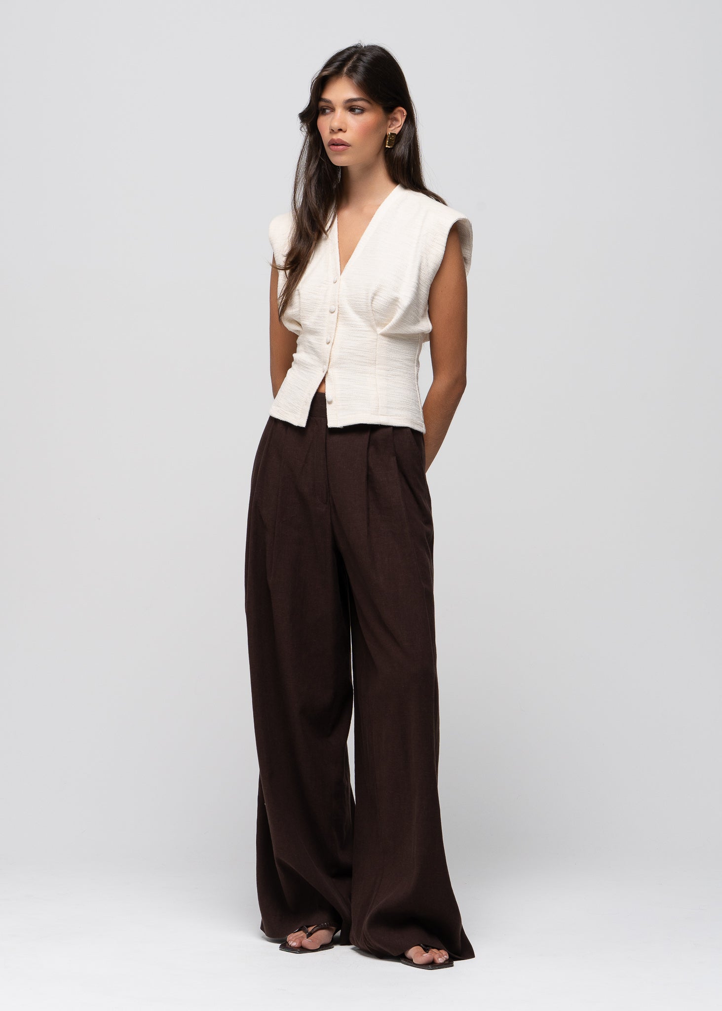 Selene Cotton Vest - Beige
