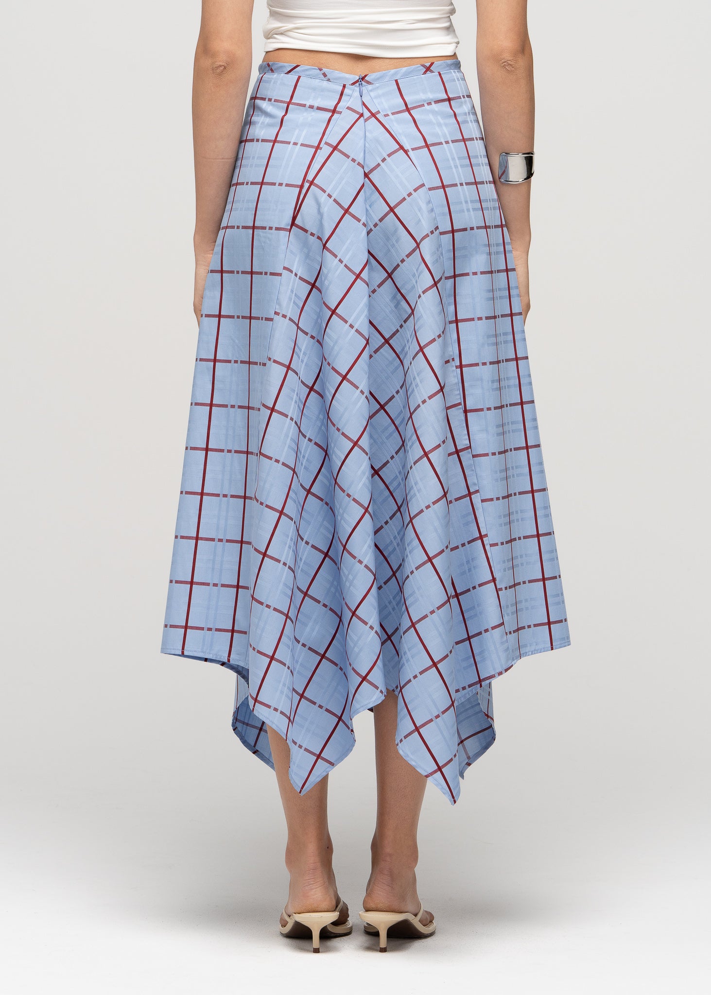 Chess Plaid Handkerchief Midi Skirt