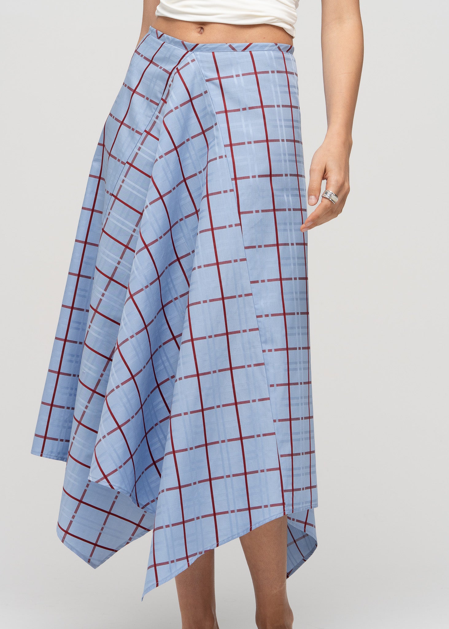 Chess Plaid Handkerchief Midi Skirt